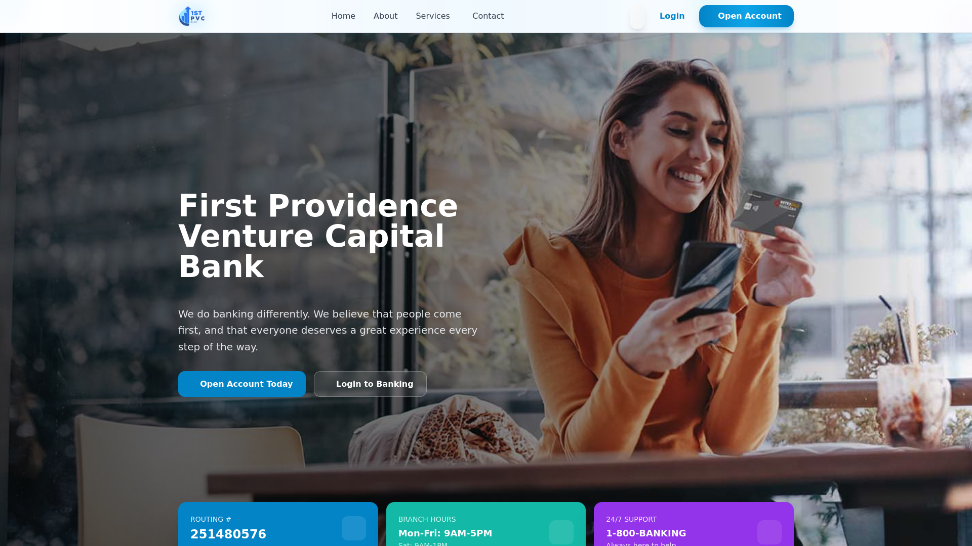 website screenshot of https://1stpvcbinc.com