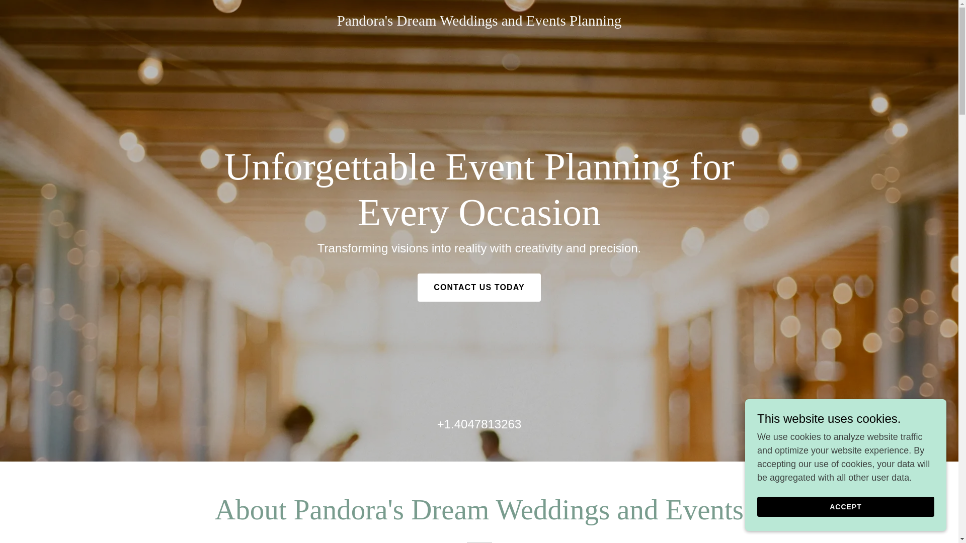 website screenshot of https://pandorasdreamevents.com/