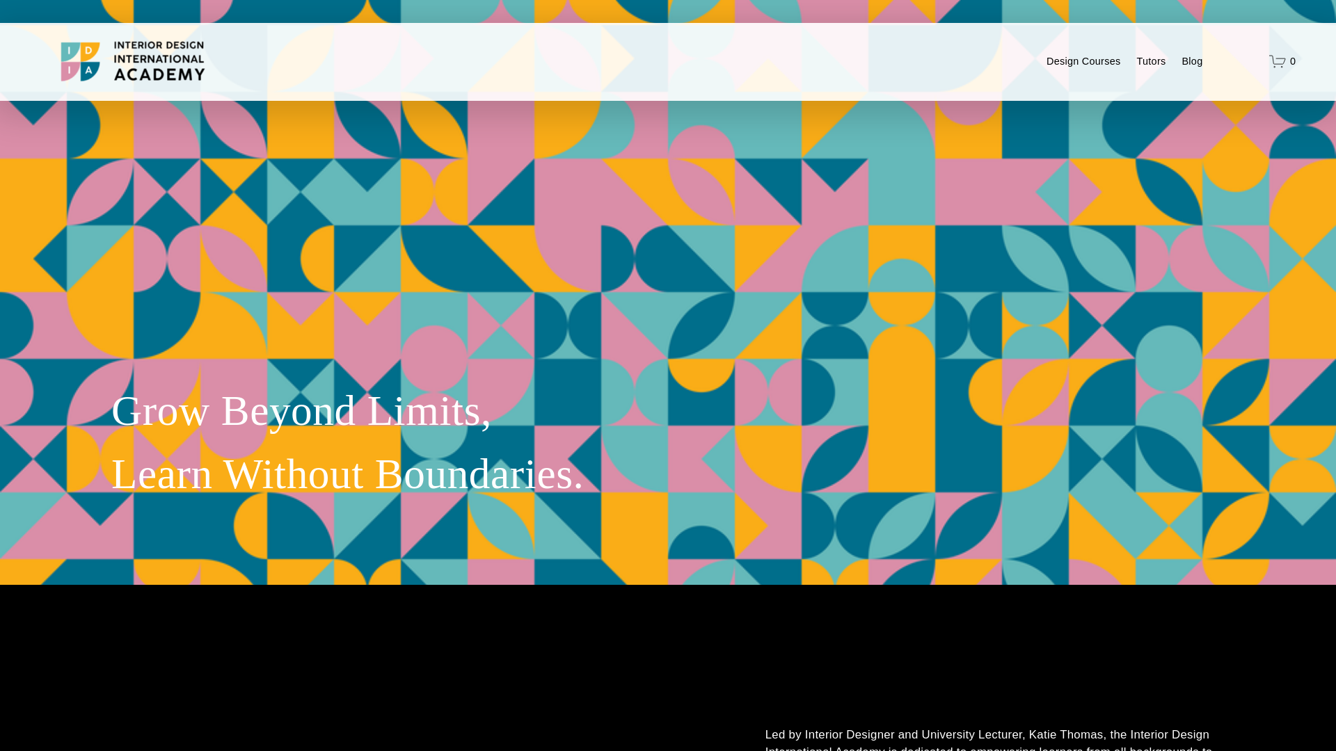 website screenshot of https://interiordesignandinnovationacademy.co.uk