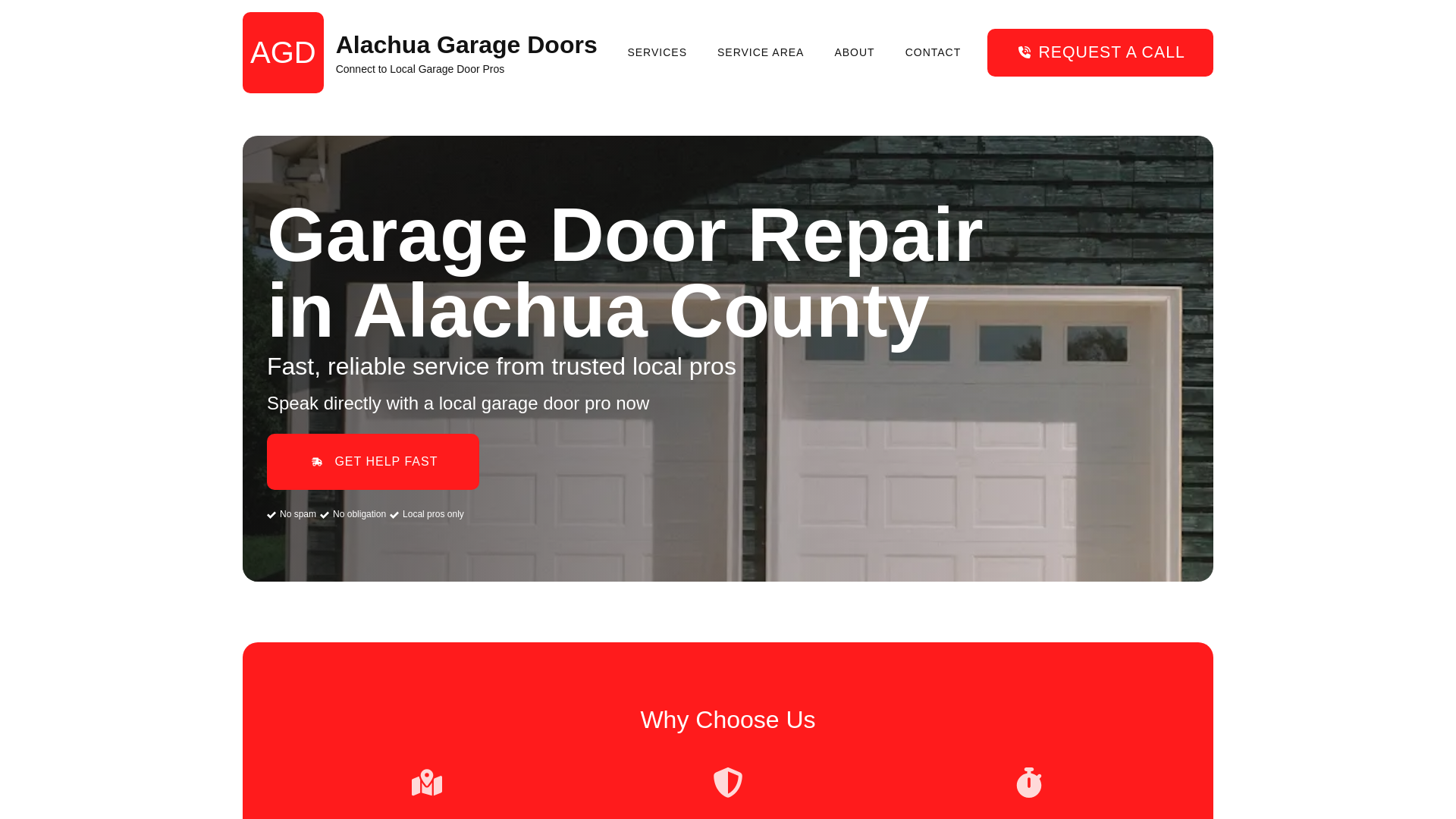 website screenshot of https://alachuagaragedoors.com/