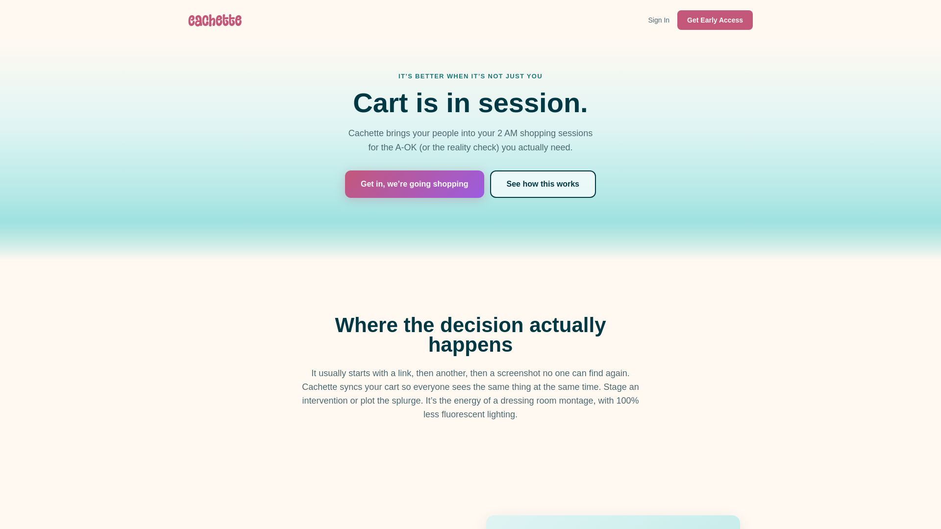 website screenshot of https://cachette.app/