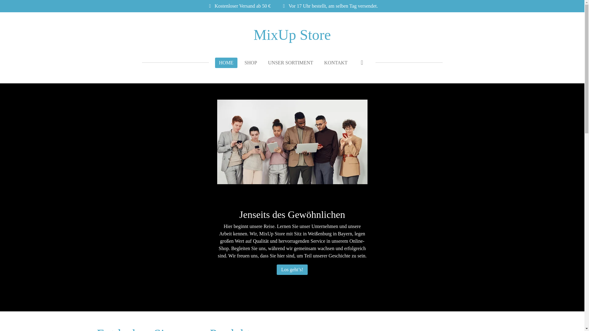 website screenshot of https://mixupstore.de/