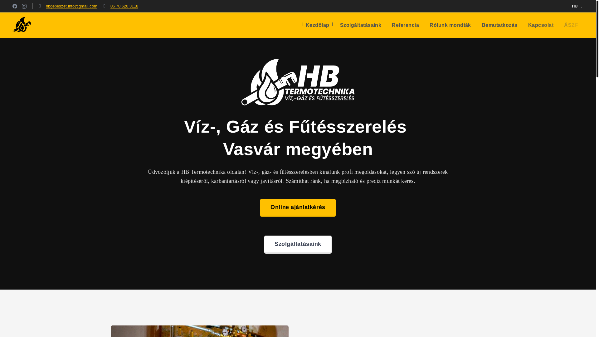 website screenshot of https://hbtermotechnika.hu/