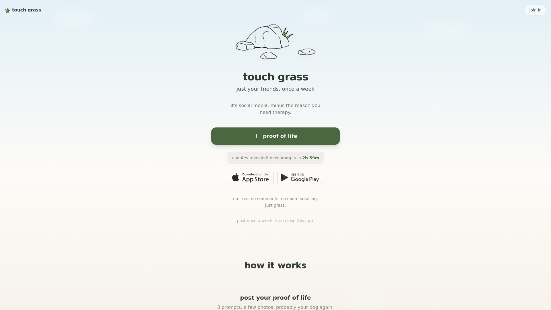website screenshot of https://trytotouchgrass.com/