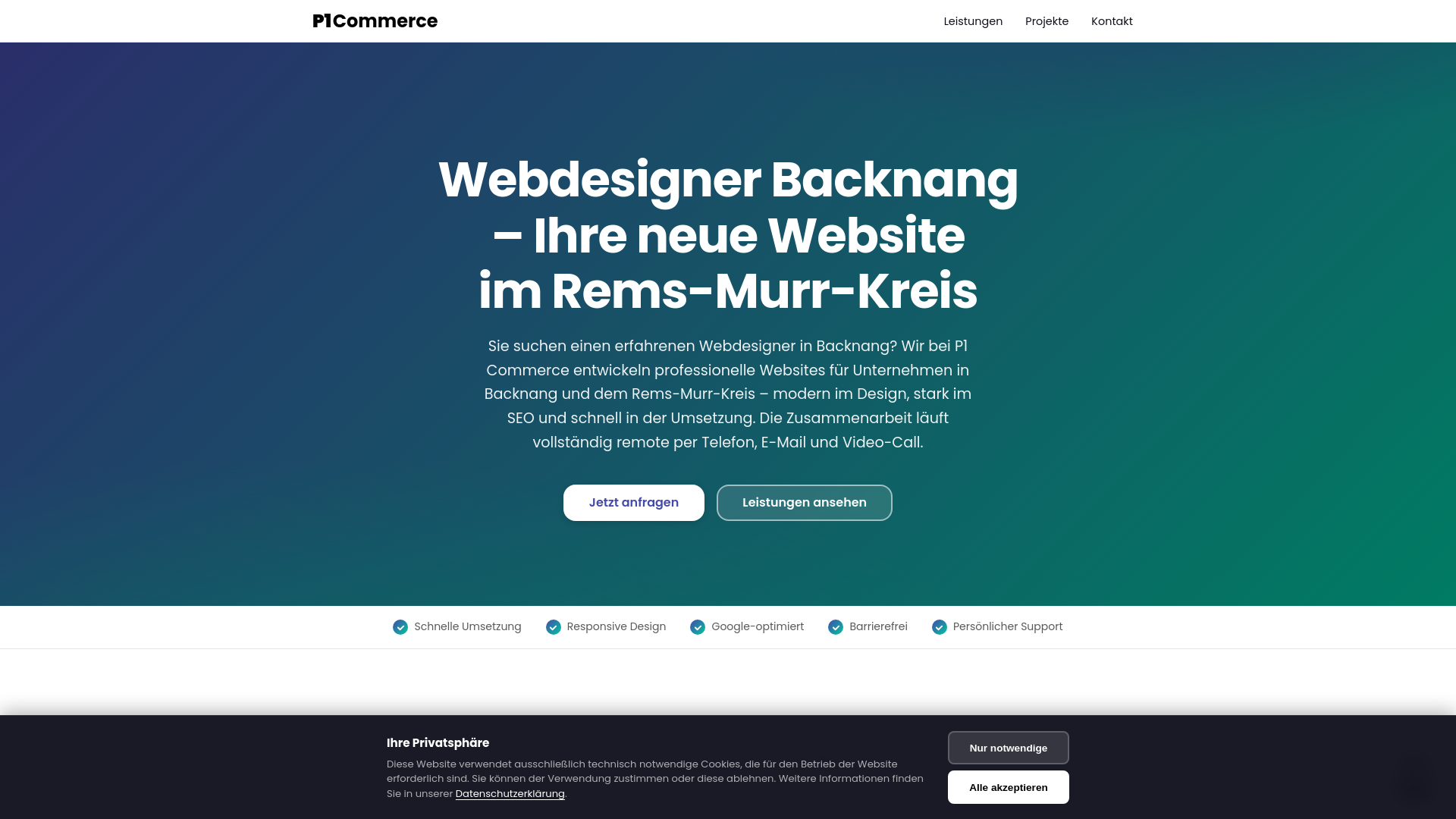 website screenshot of https://webdesigner-backnang.de