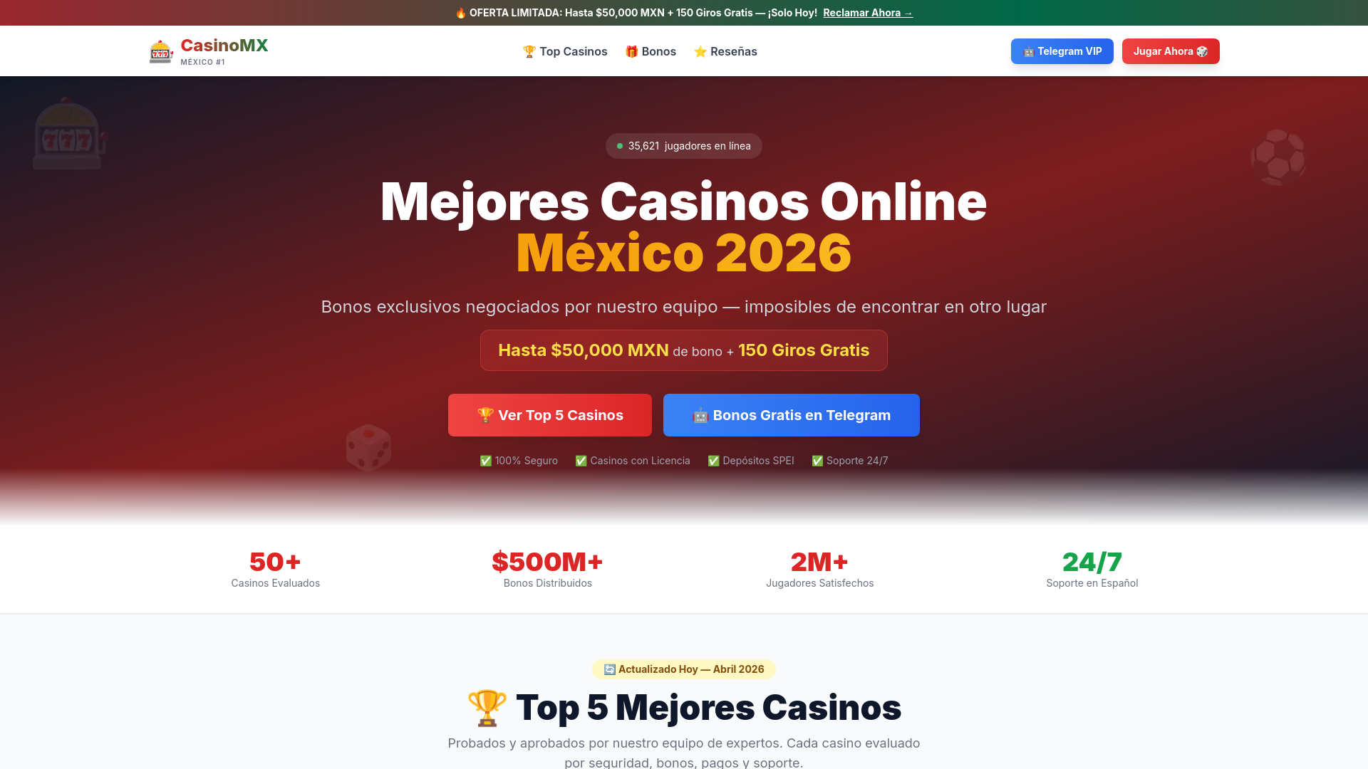 website screenshot of https://casinomx365.com/