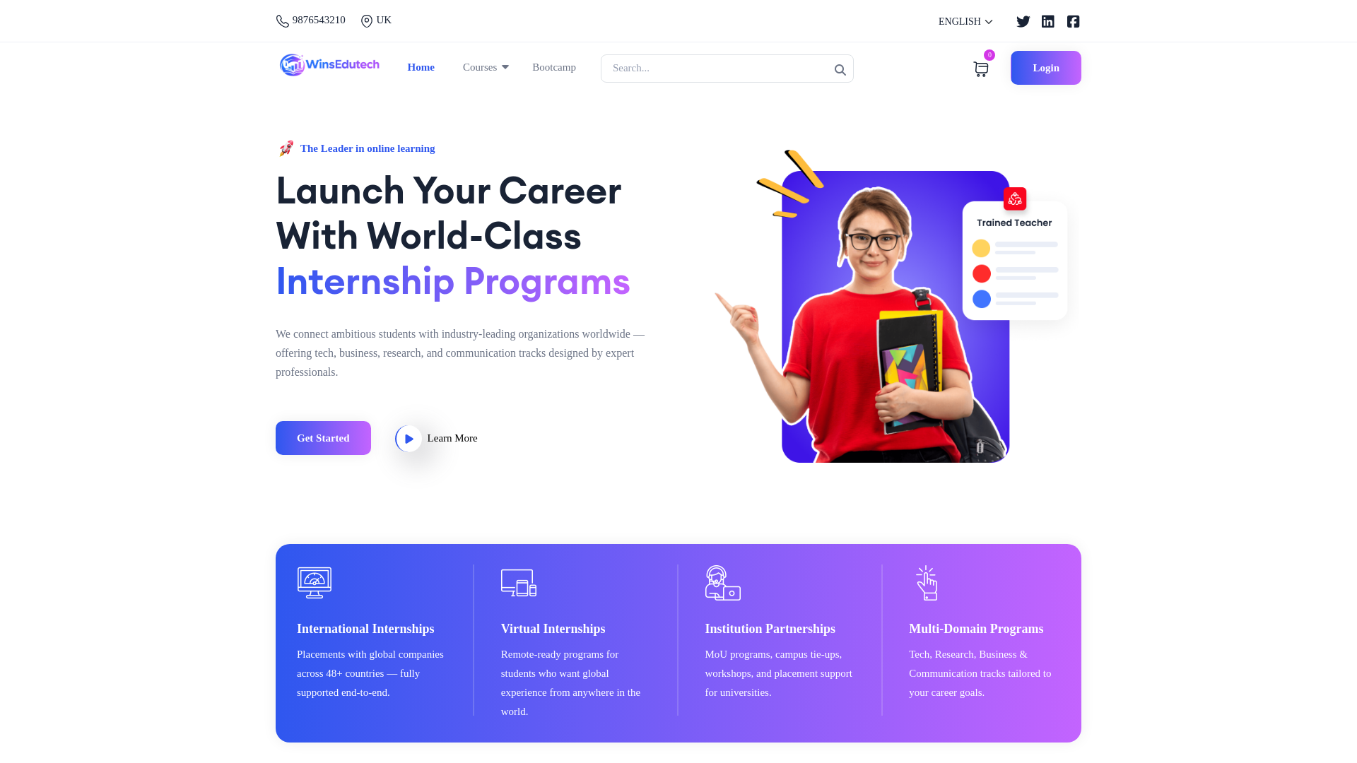 website screenshot of https://winsedutech.com