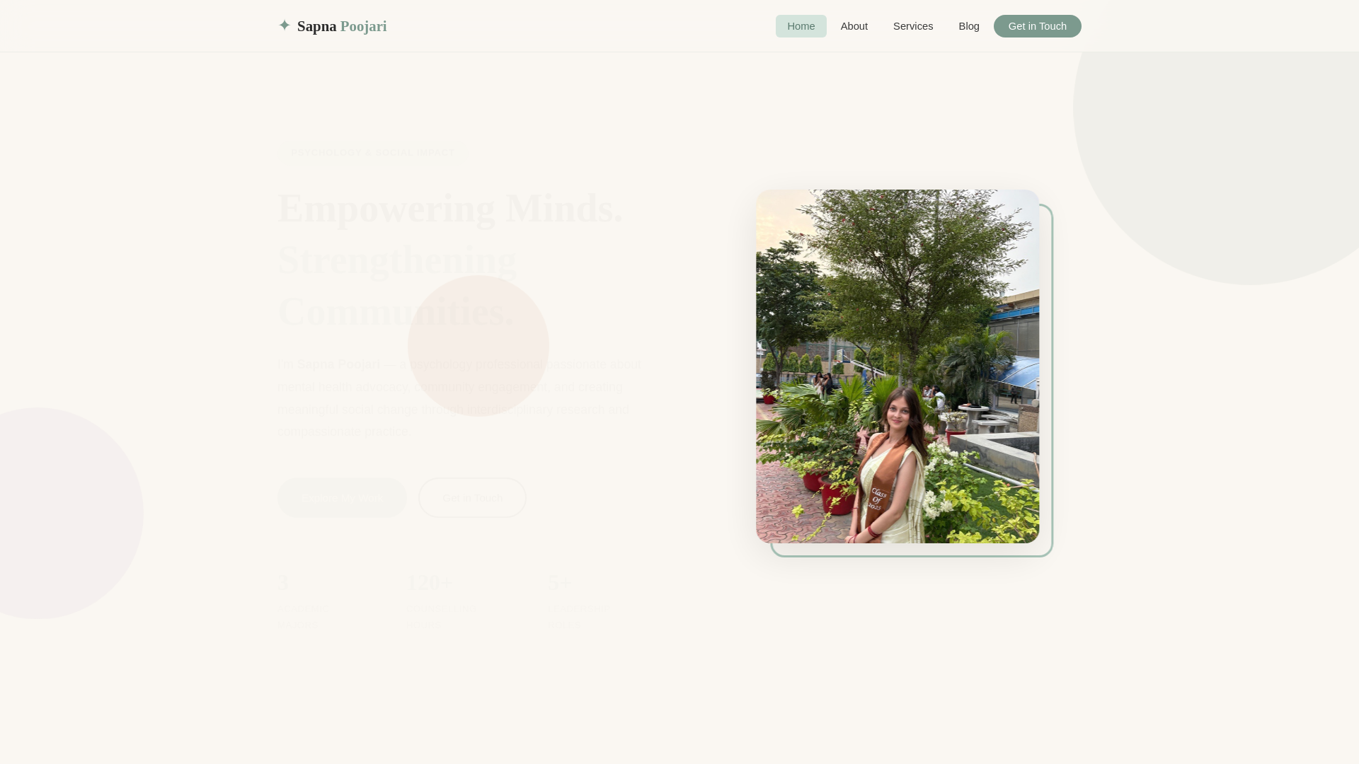 website screenshot of https://sapnapoojari.com/