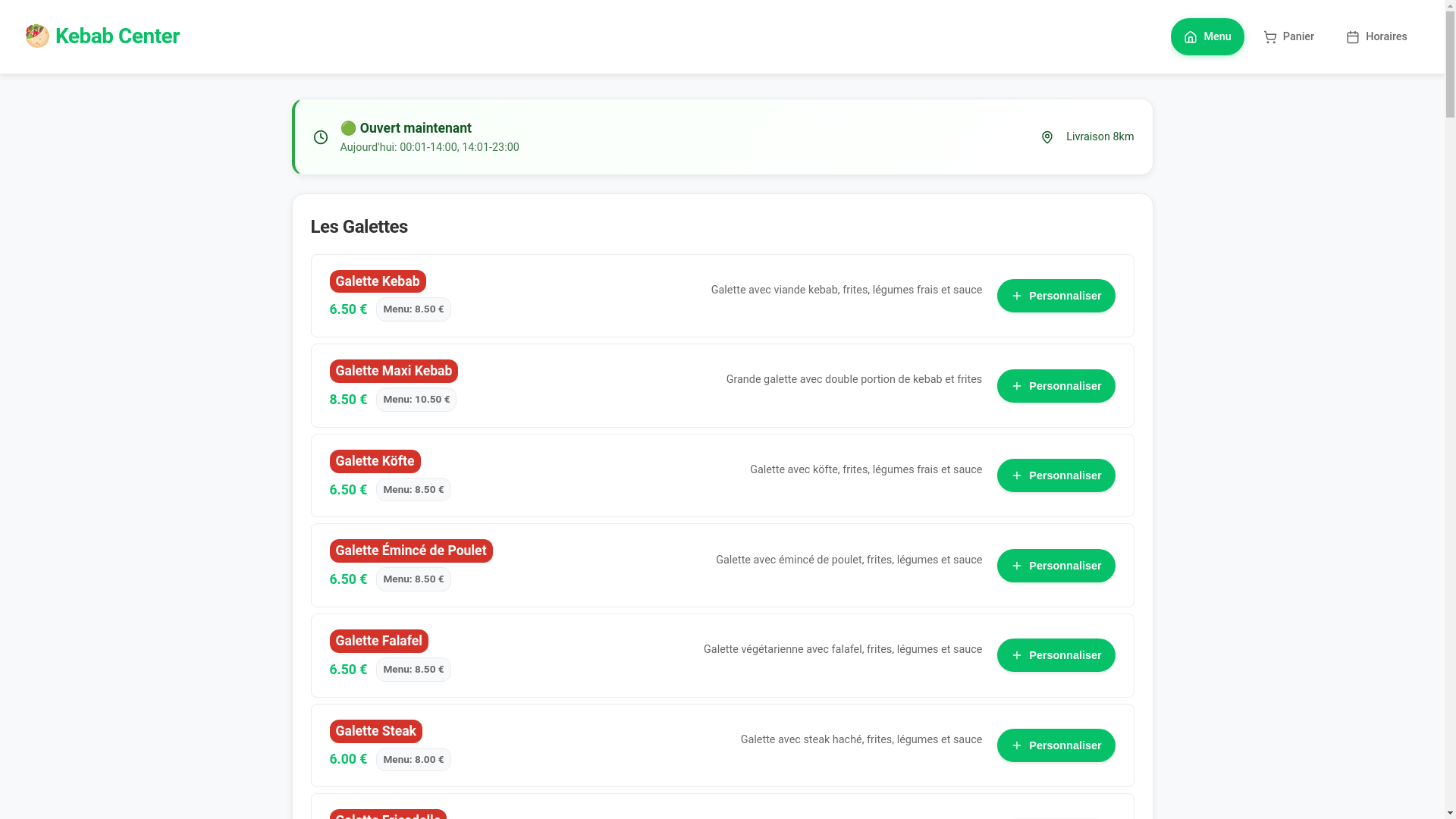 website screenshot of https://kebab-center-perenchies.fr/