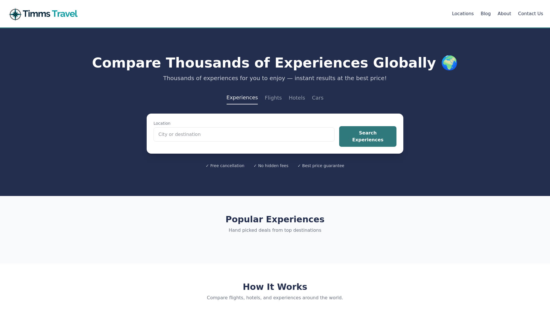 website screenshot of https://timmstravel.info