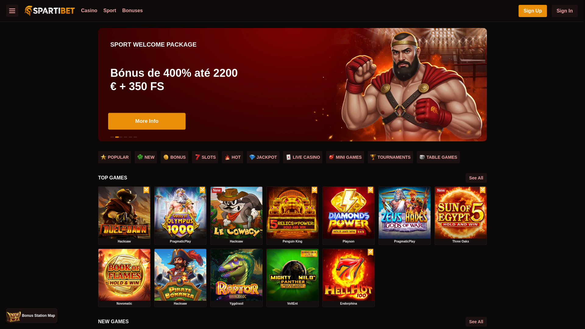 website screenshot of https://casino-spartibet.pt/