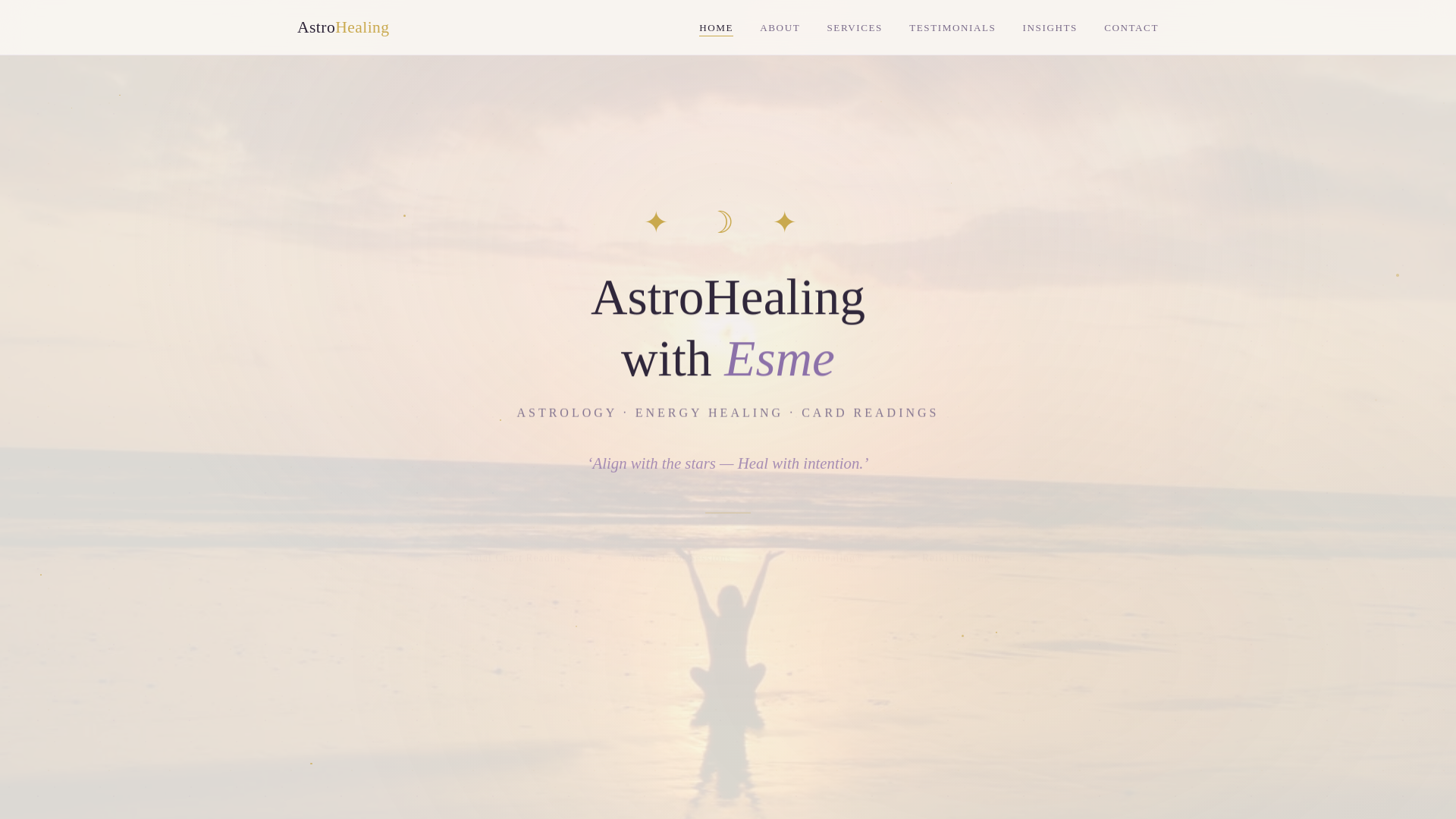 website screenshot of https://astrohealingwithesme.com