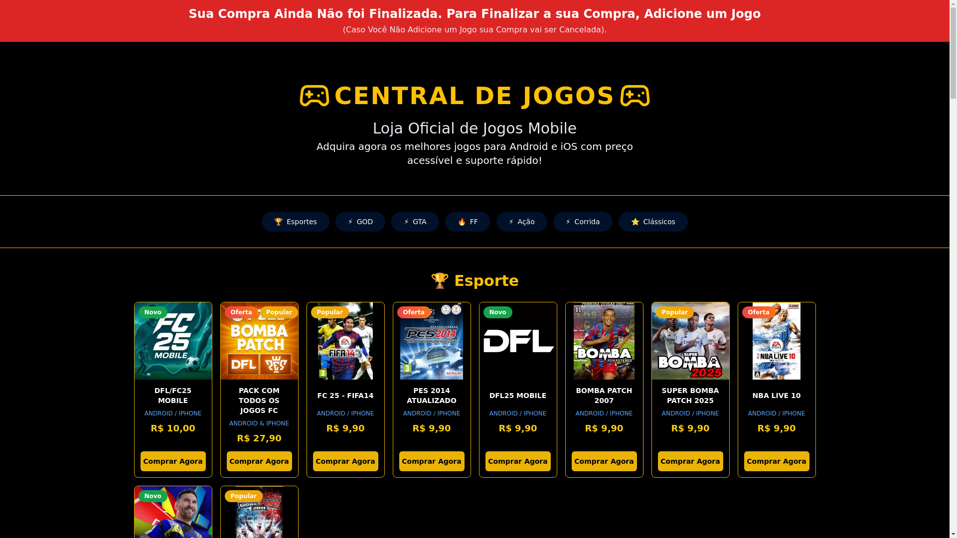 website screenshot of https://centraldejogoamericalatina.shop/