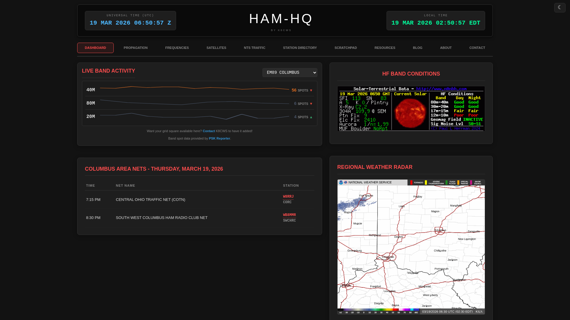 website screenshot of https://ham-hq.com/