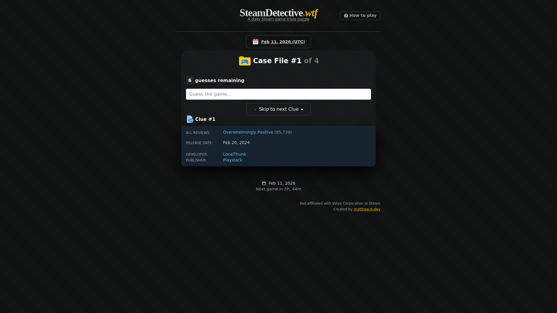 website screenshot of https://steamdetective.wtf/