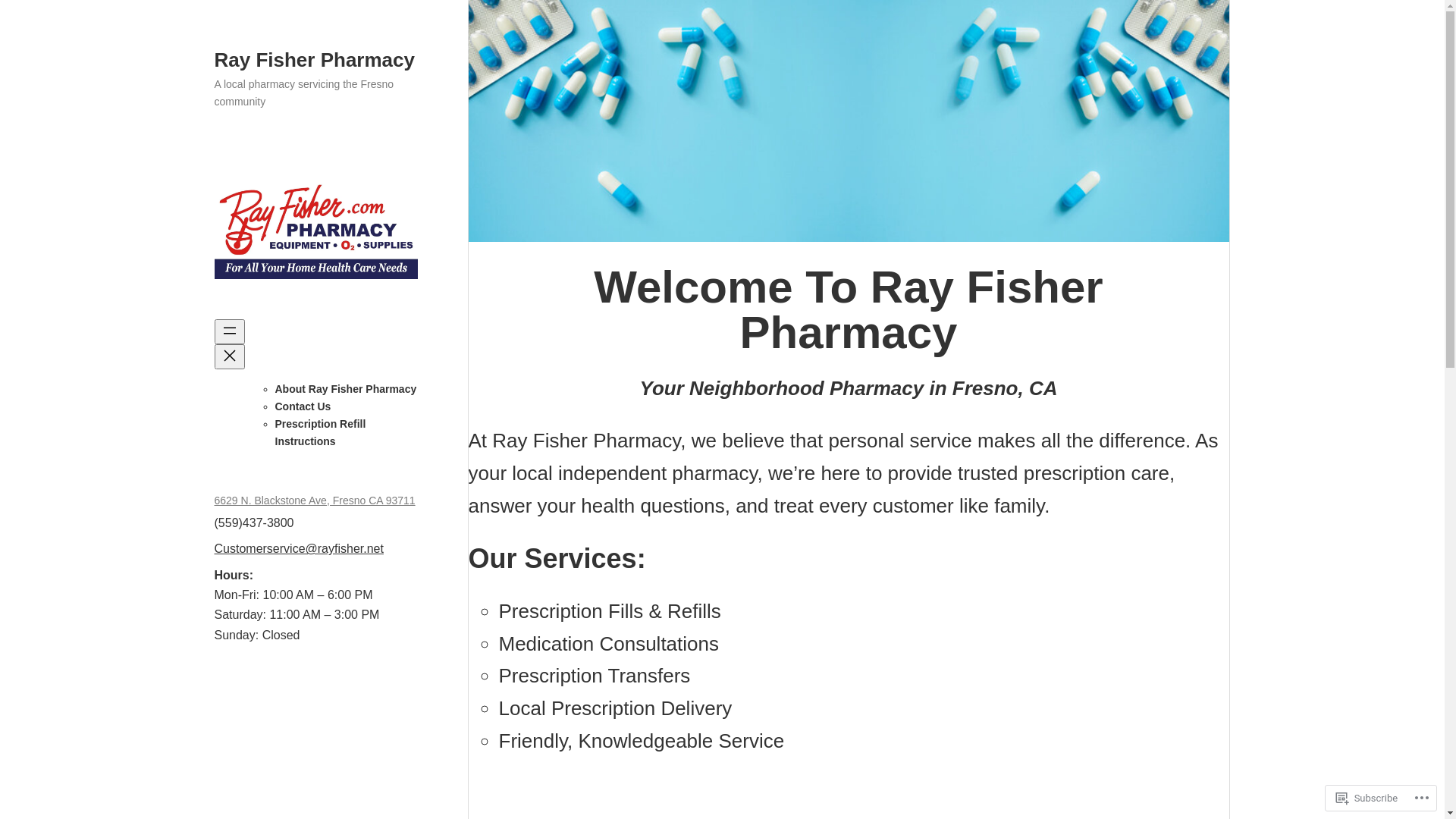 website screenshot of https://rayfisherpharmacy.com/