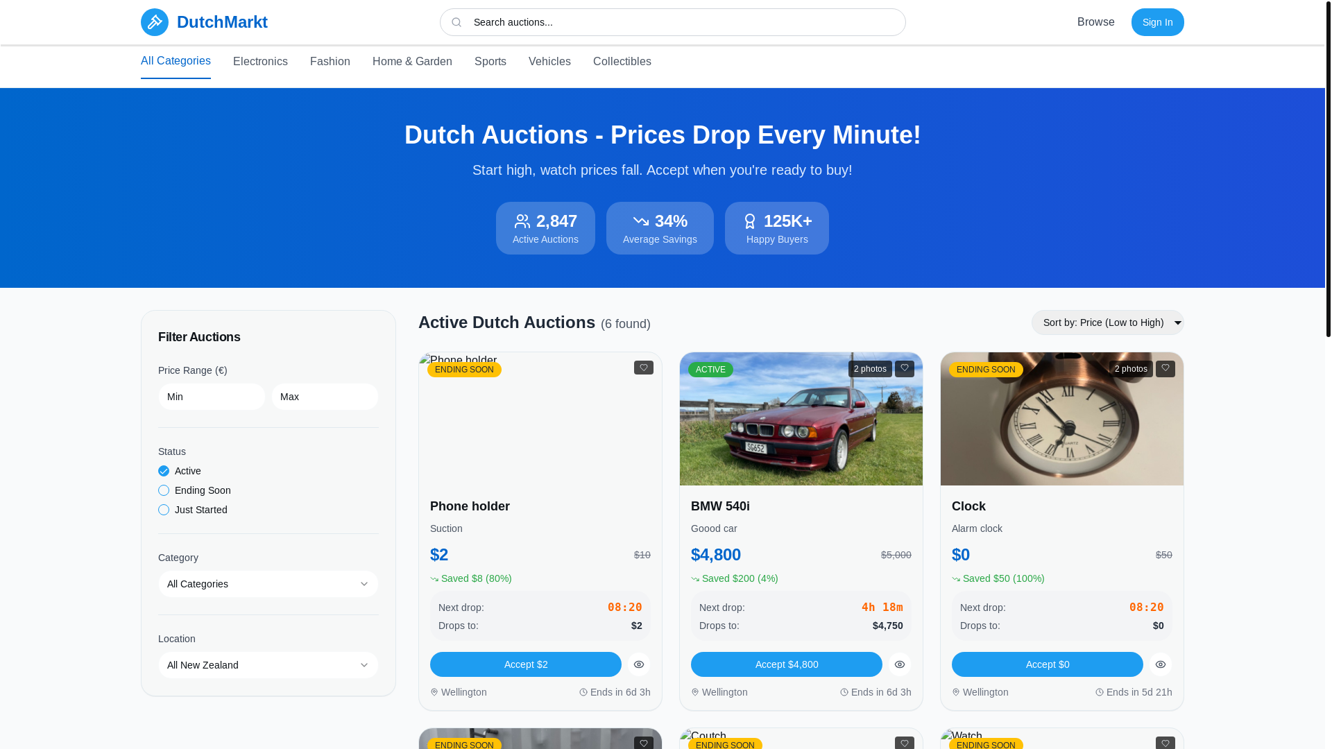 website screenshot of https://dutchmarkt.co.nz/