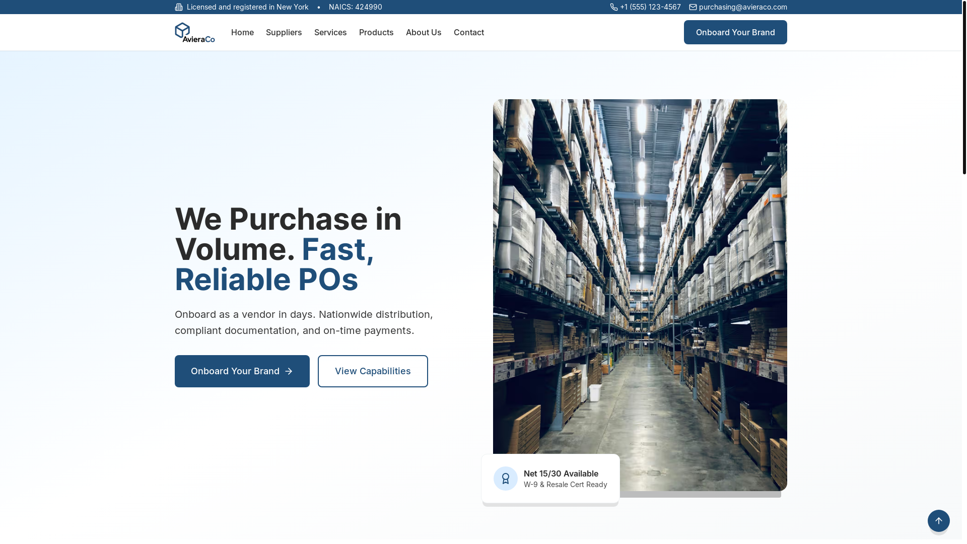 website screenshot of https://avieraco.com/
