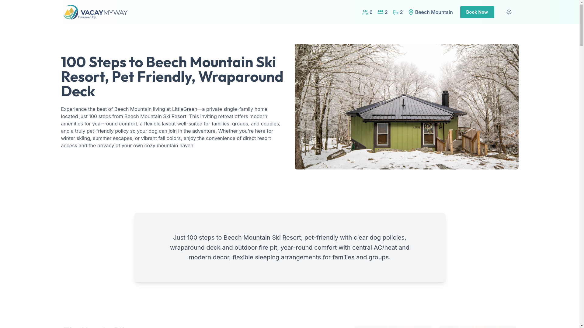 website screenshot of https://blissfulcrest.vacations/