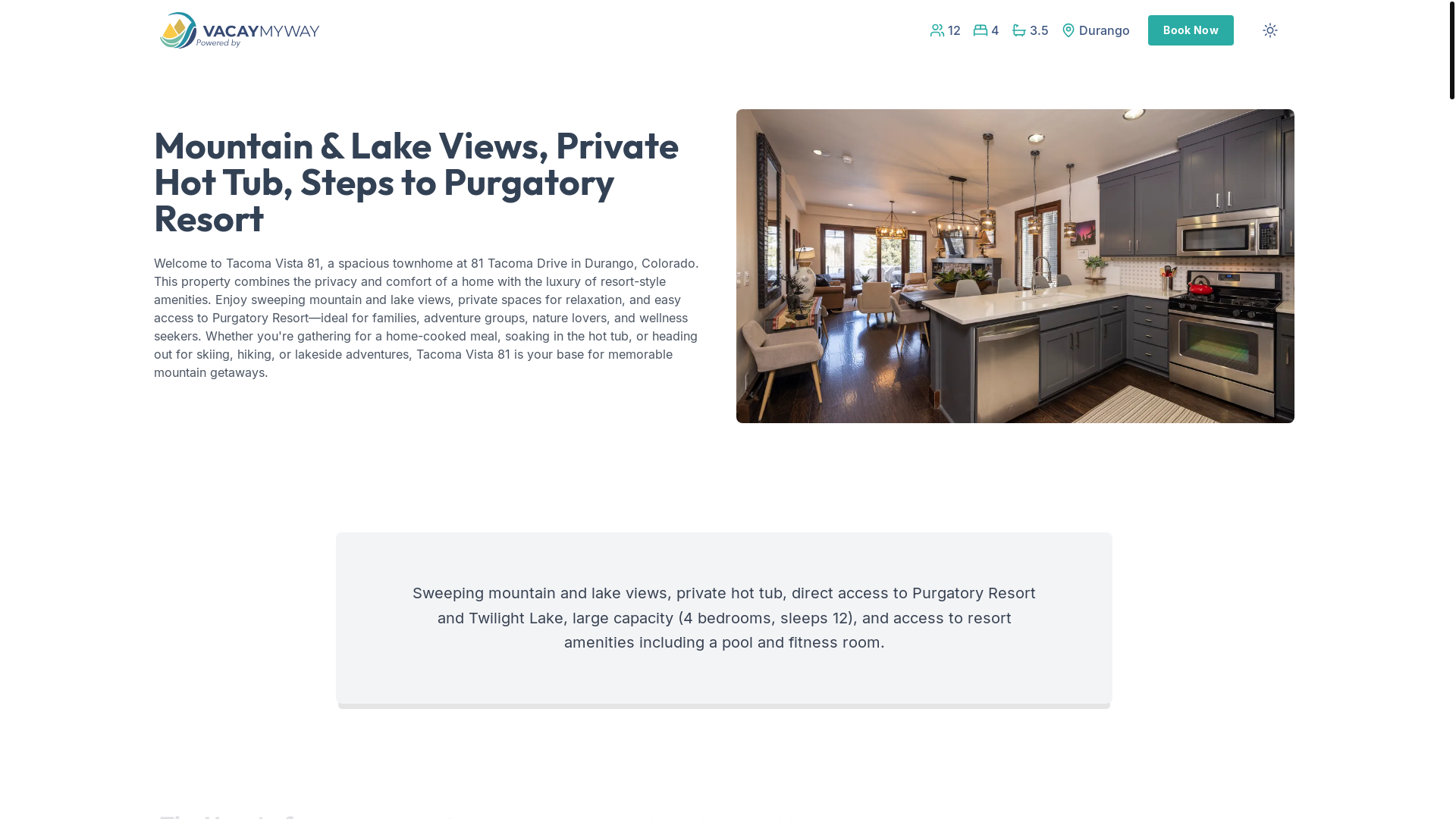 website screenshot of https://durangolakeview.house/