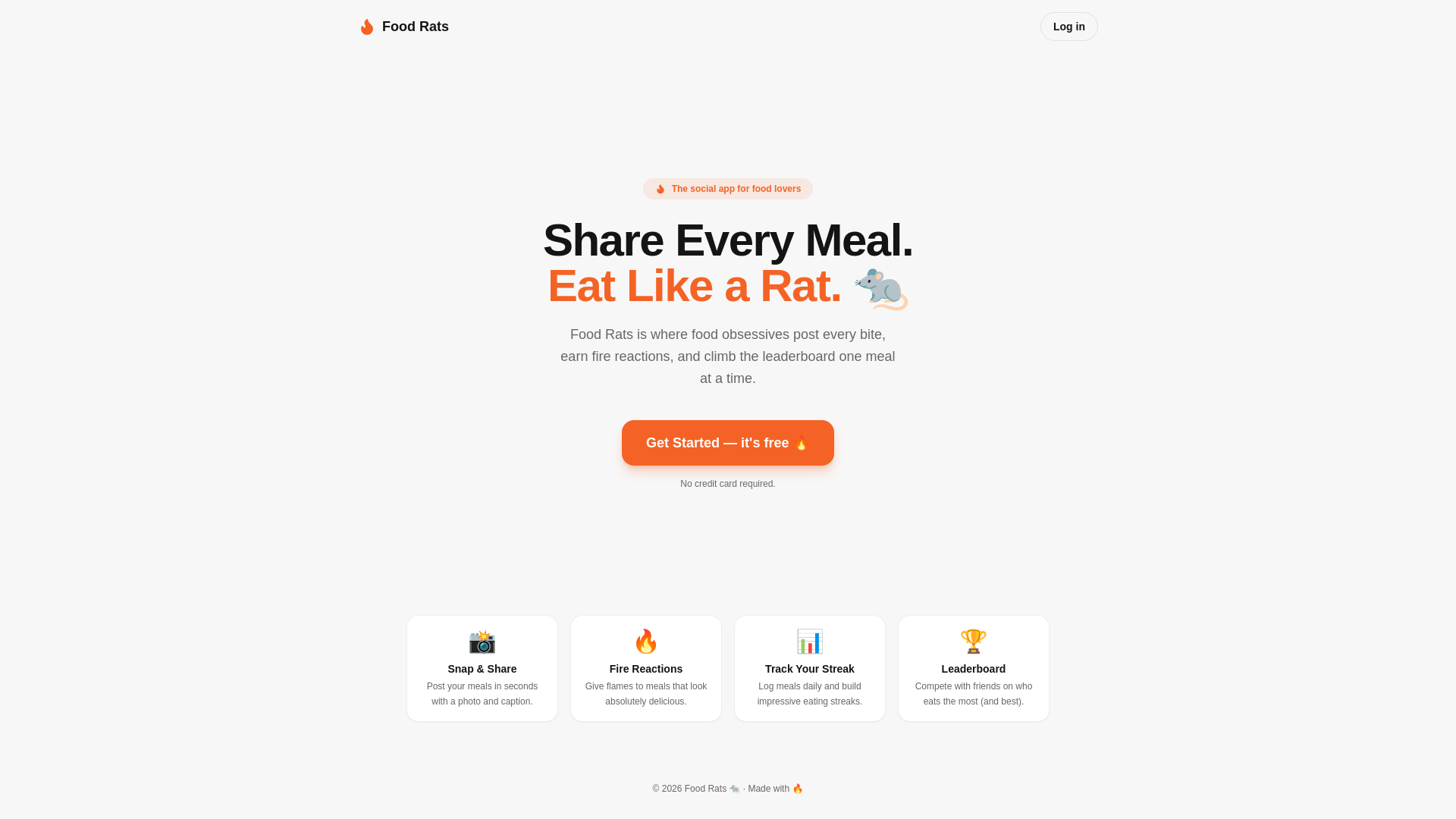 website screenshot of https://foodrats.app