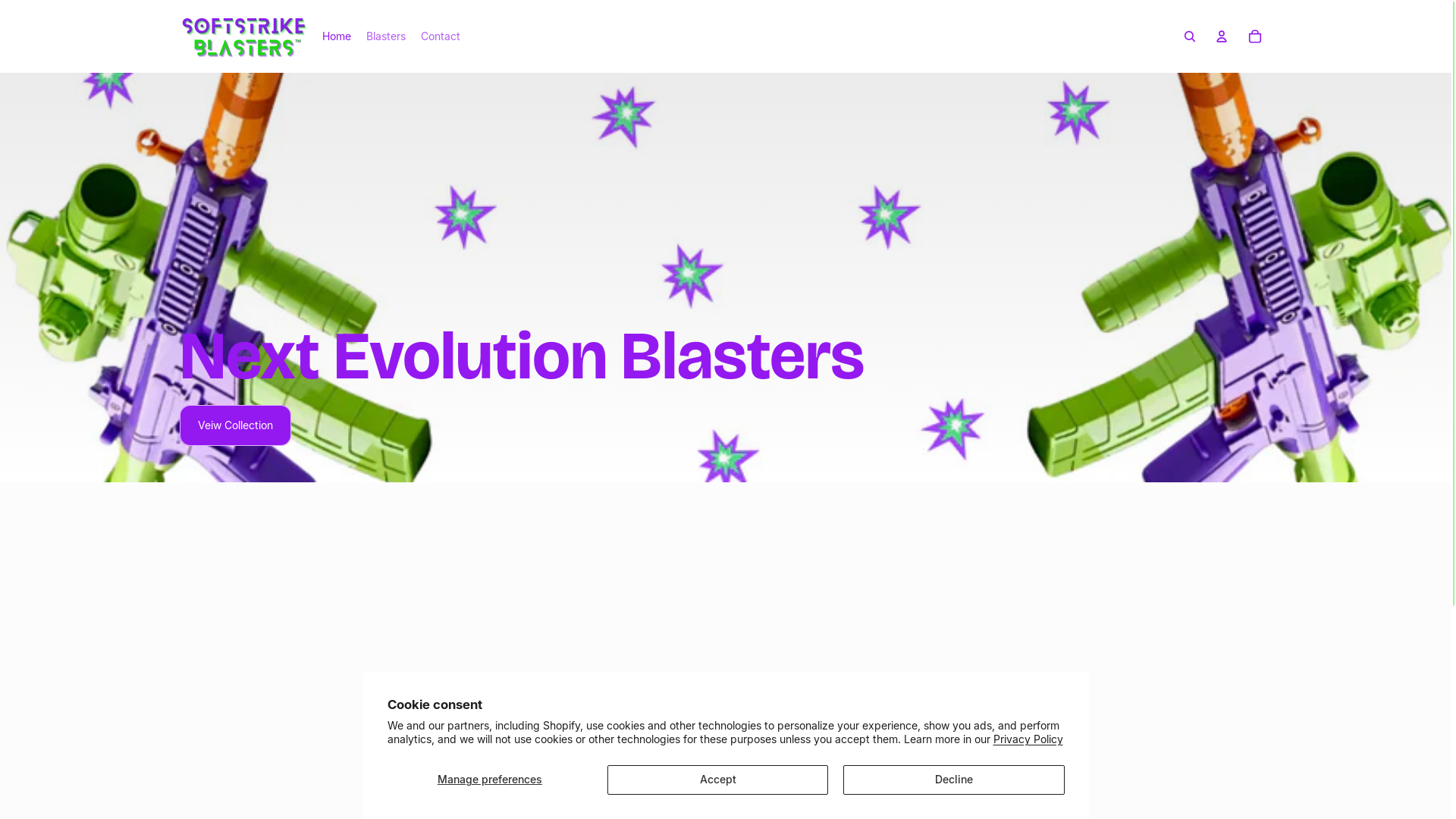 website screenshot of https://softstrikeblasters.store/