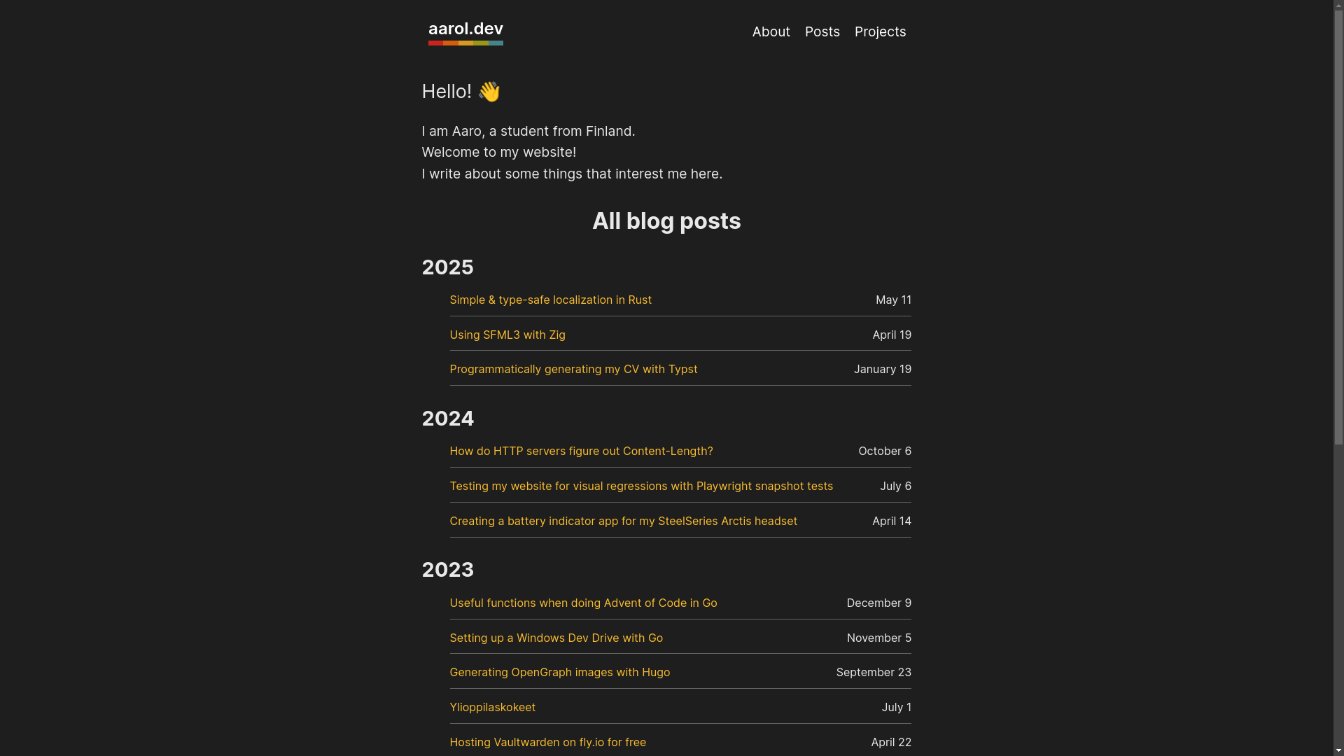 website screenshot of https://aarol.pages.dev/
