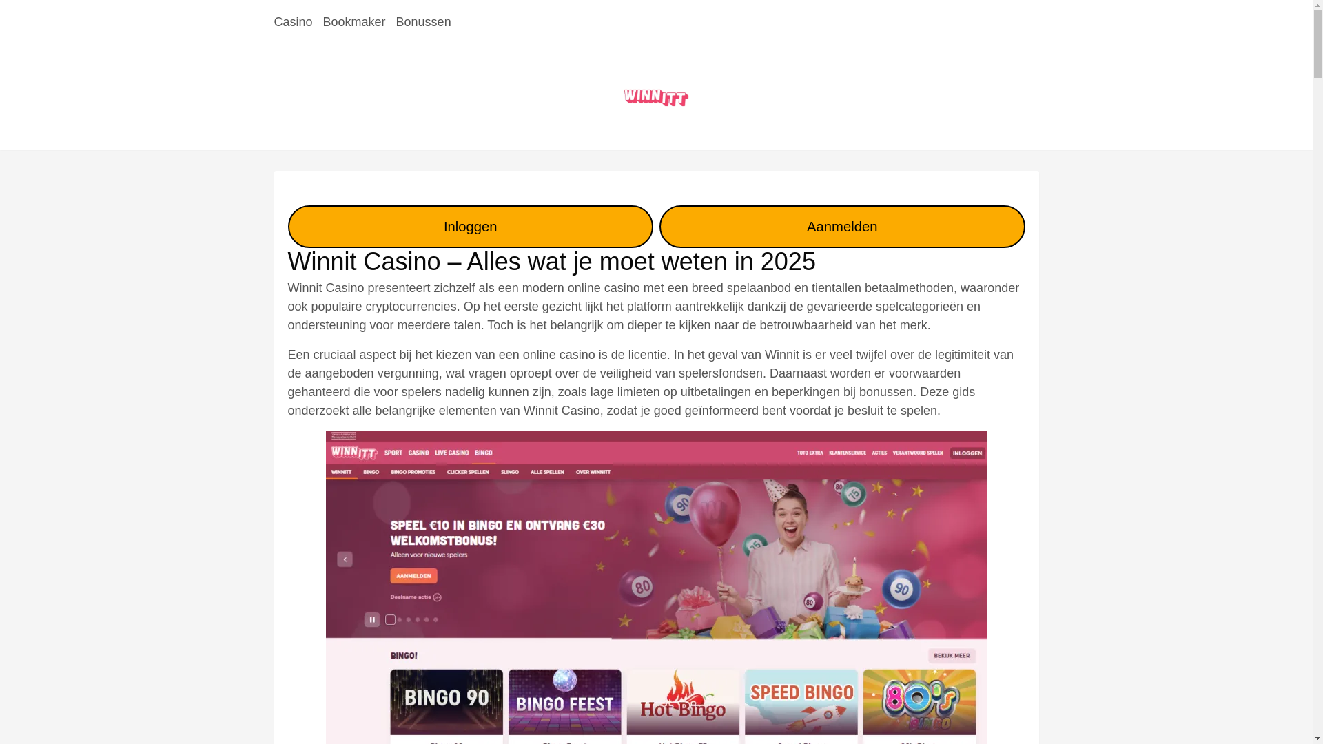 website screenshot of https://winnit-casinos.net/