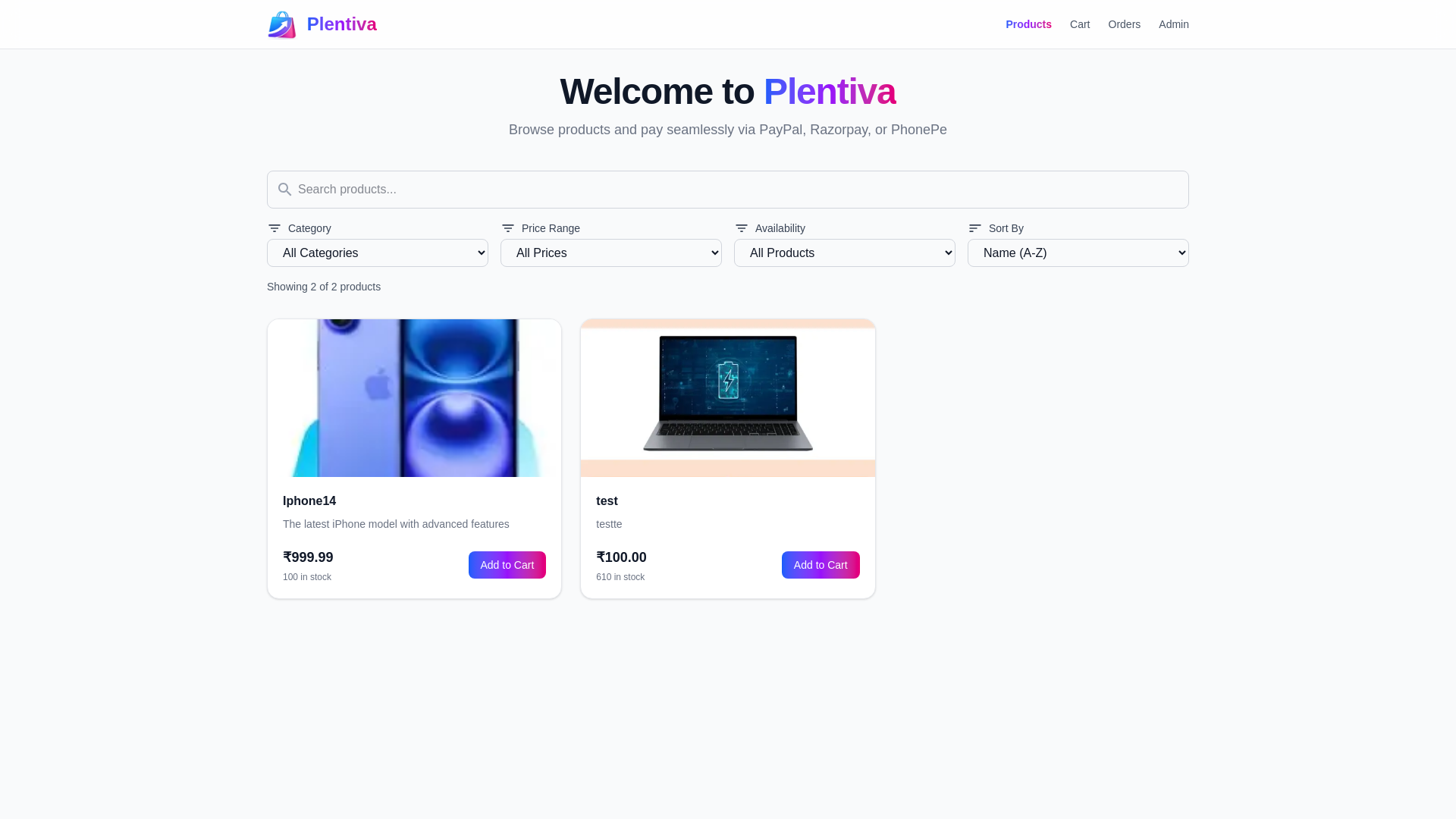 website screenshot of https://plentive.tech/