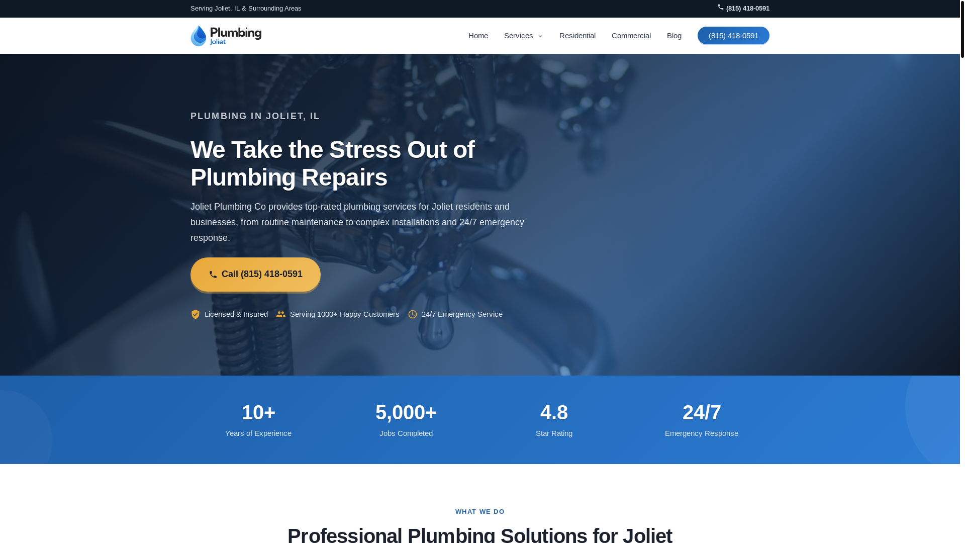 website screenshot of https://jolietplumbingco.com/