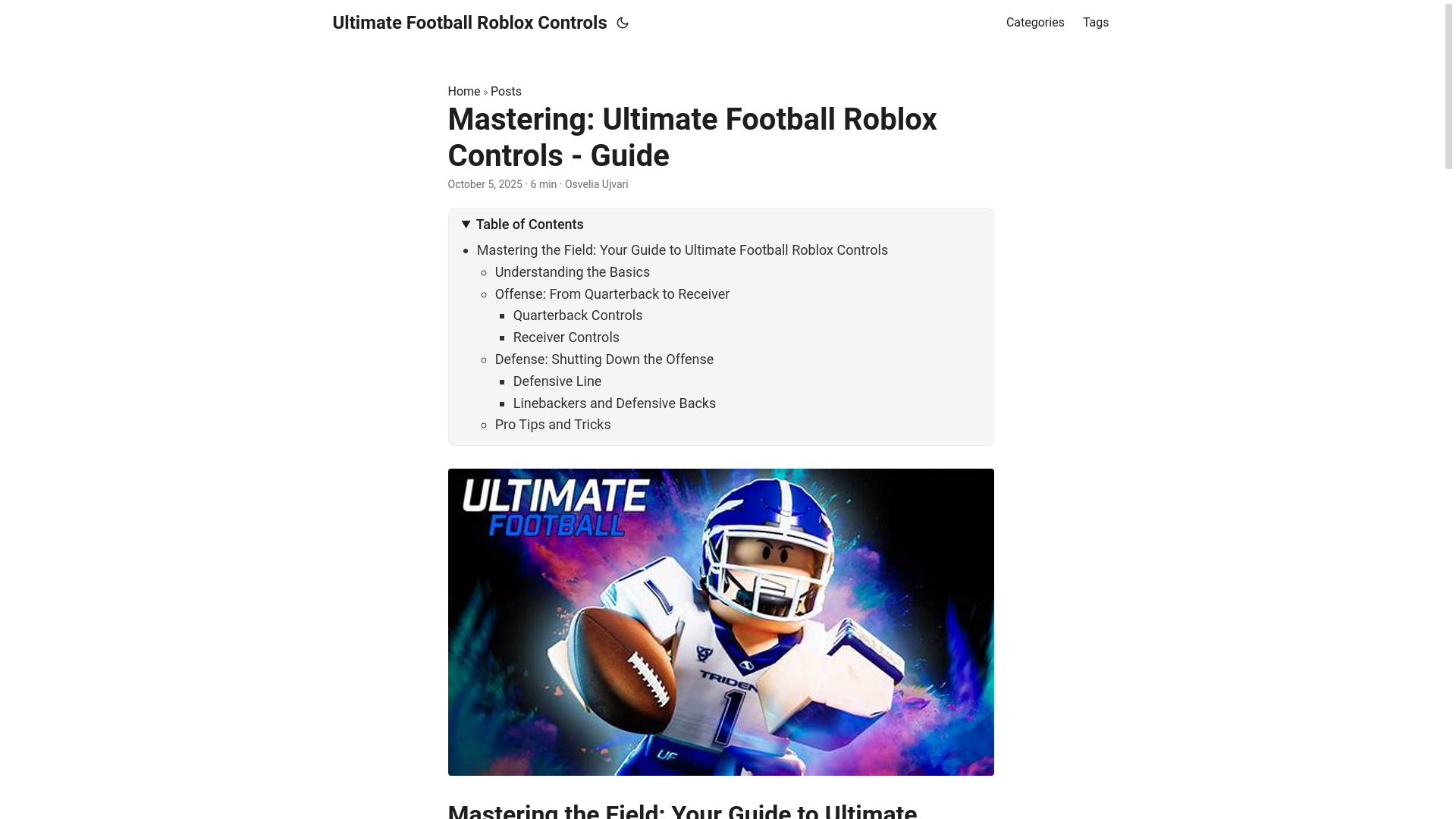 website screenshot of https://ultimate-football-roblox-controls.pages.dev/