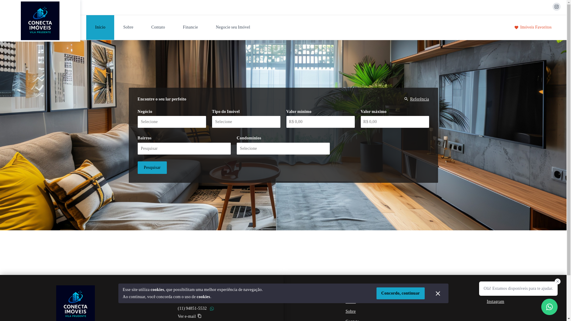 website screenshot of https://conectaimoveisvilaprudente.com.br/