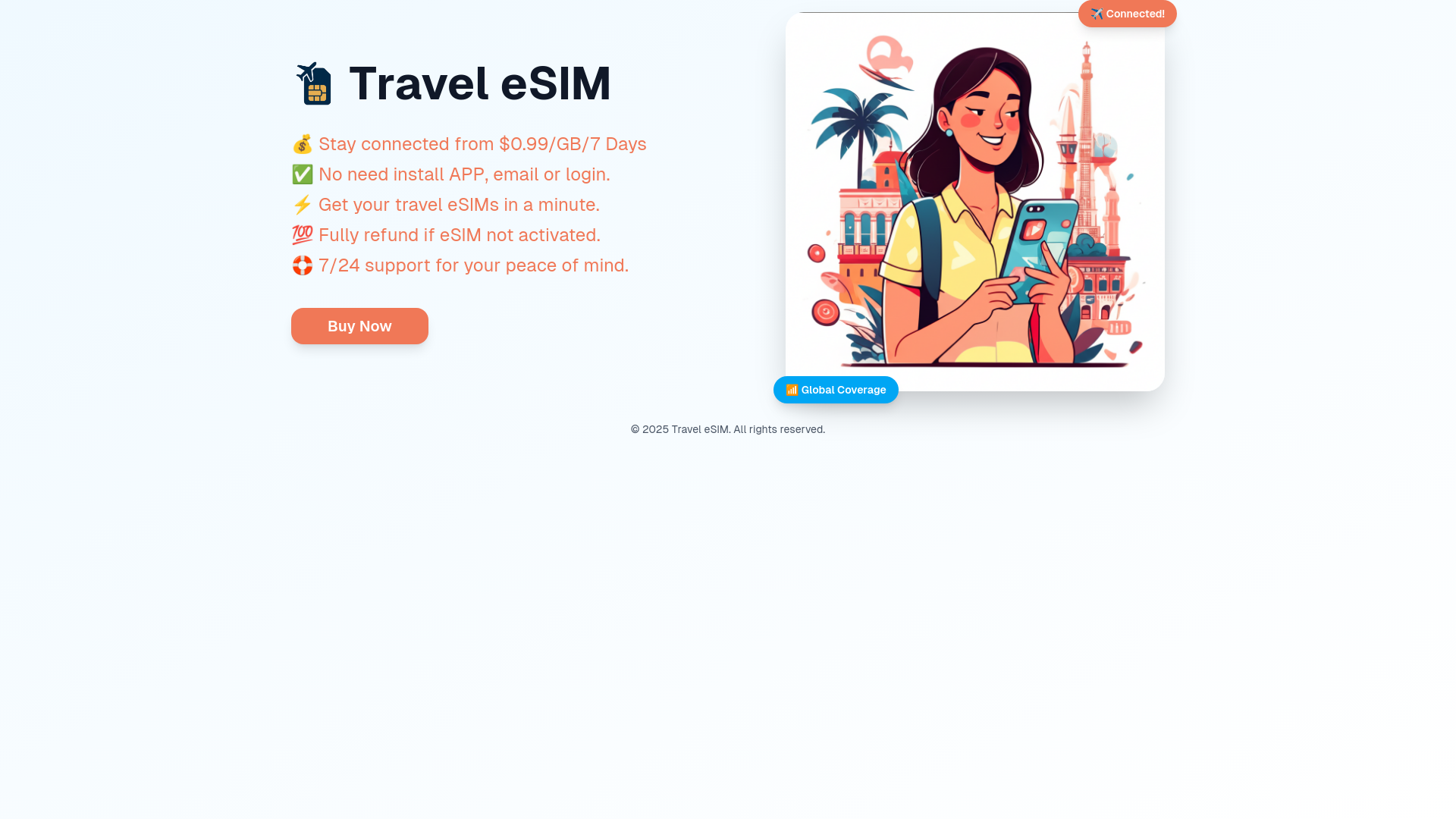 website screenshot of https://travelesim.me/