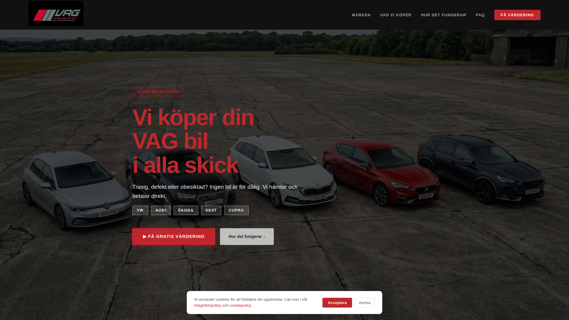 website screenshot of https://vagspecialisten.se/