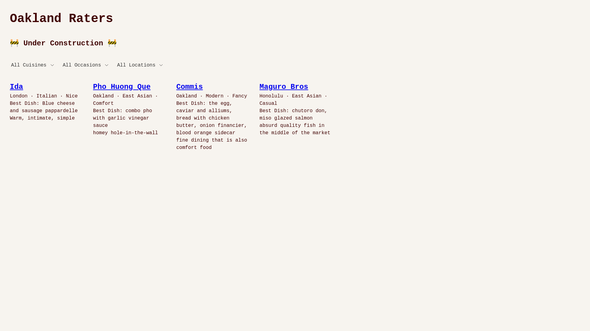 website screenshot of https://oaklandraters.pages.dev/