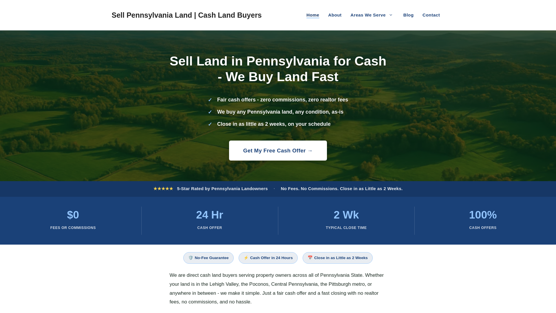 website screenshot of https://sellpennsylvanialand.com/