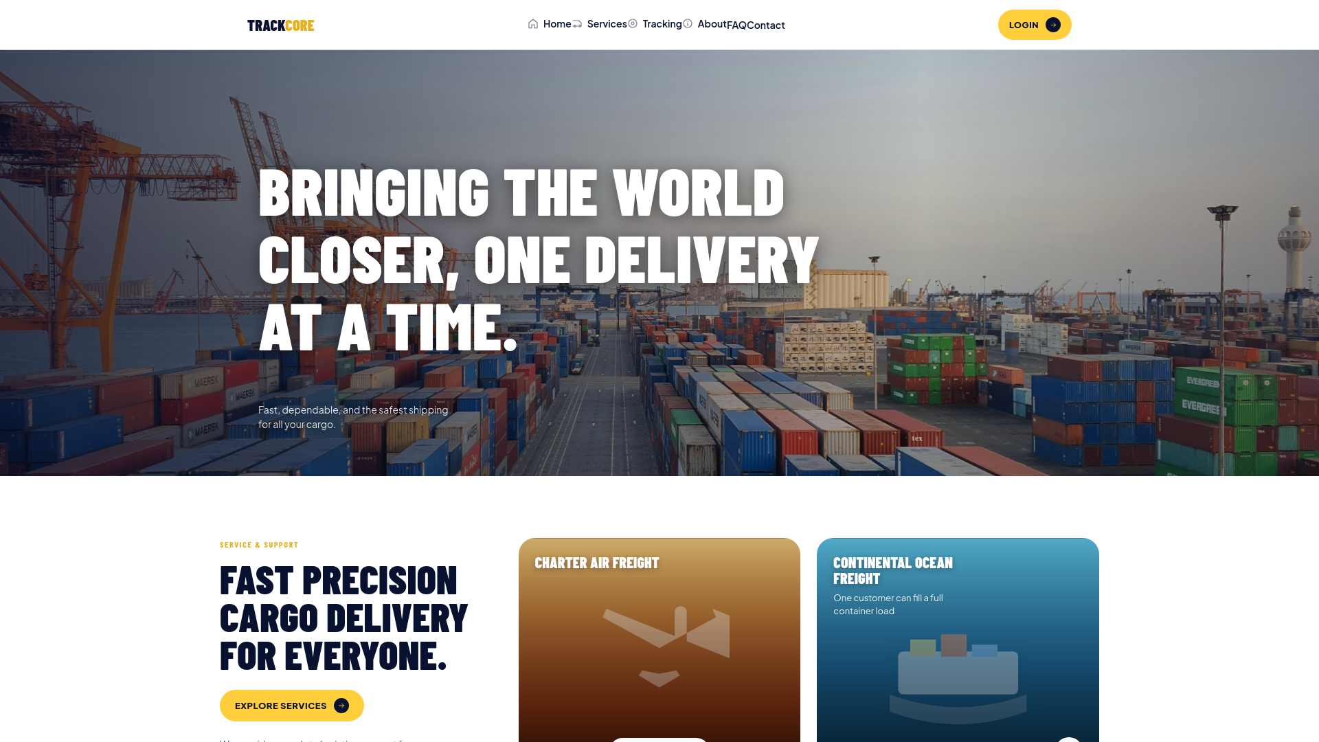 website screenshot of https://trackcorelogistics.com/
