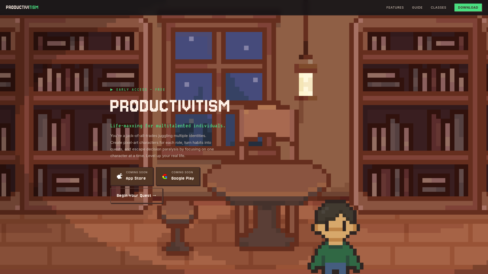 website screenshot of https://productivitism.com