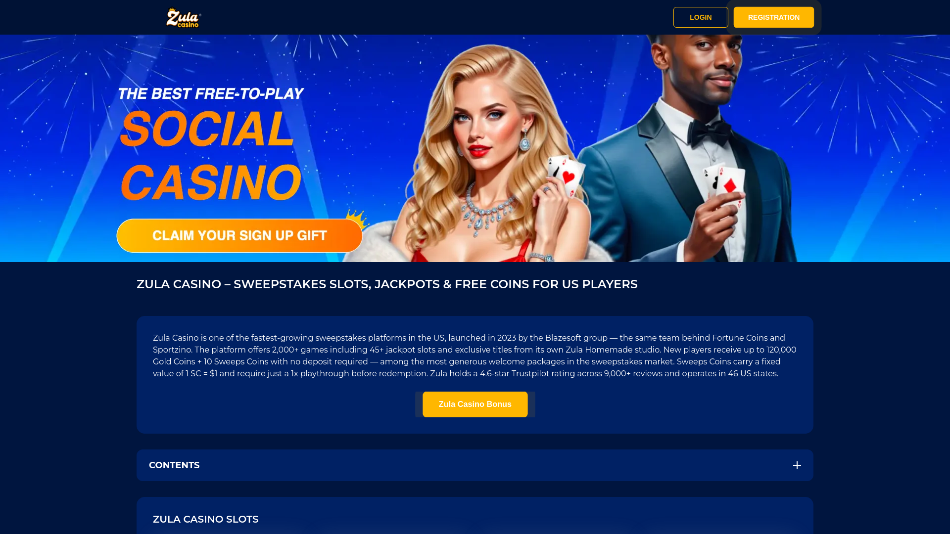 website screenshot of https://zulacasino-us.com/