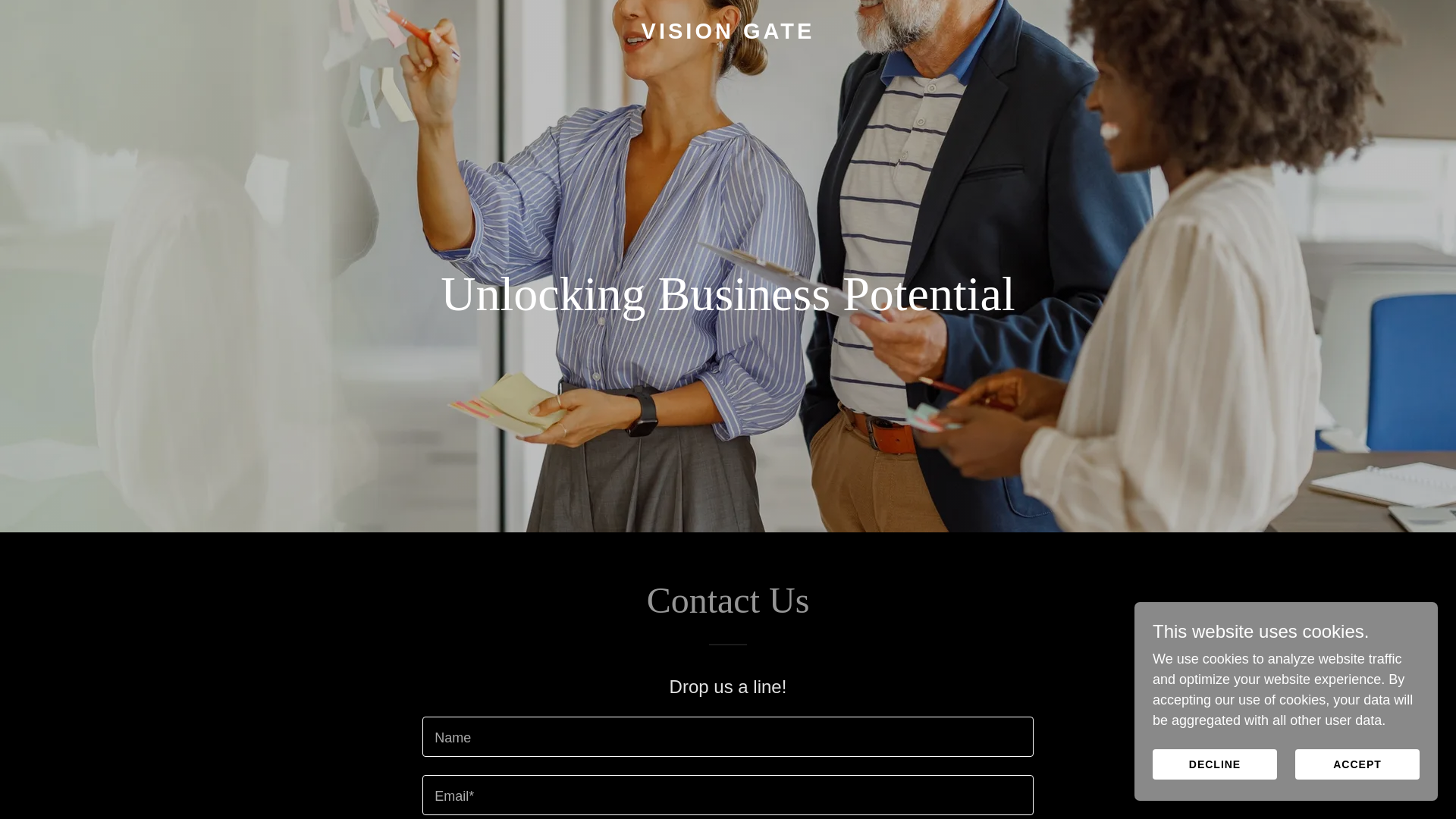 website screenshot of https://visiongate.co