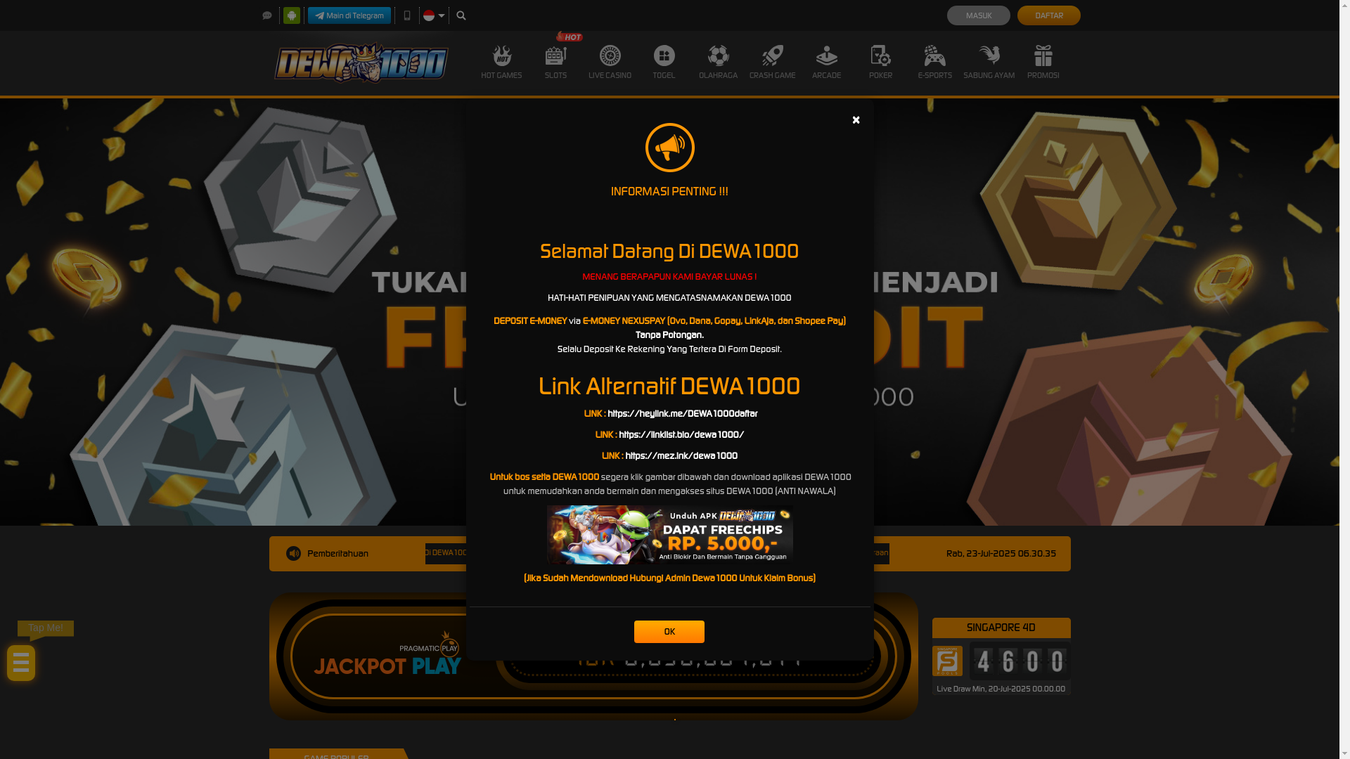 website screenshot of https://dewa1000kuasa.com/
