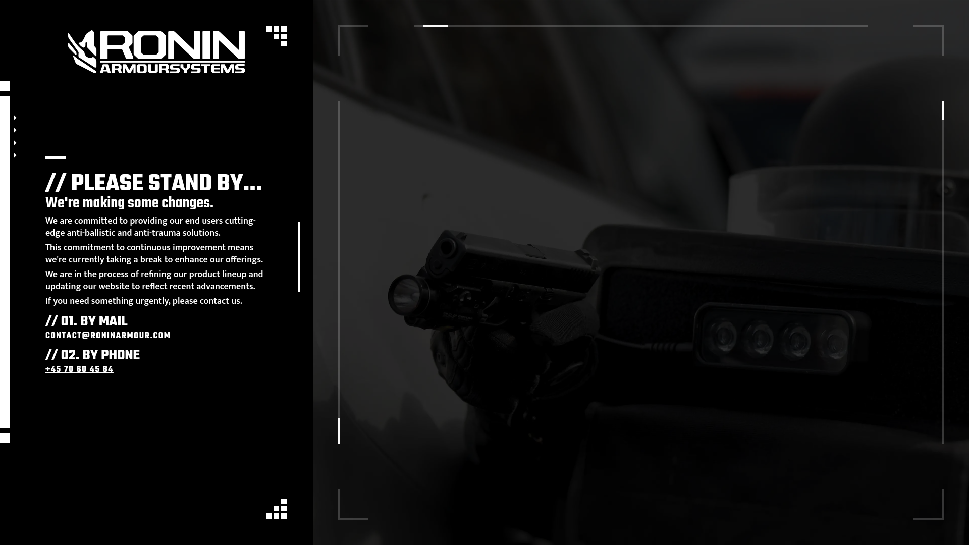 website screenshot of https://roninarmour.pages.dev/