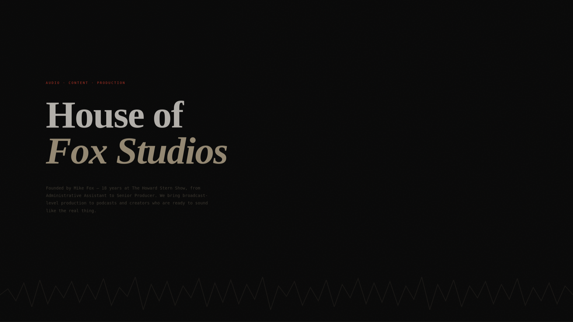website screenshot of https://houseoffoxstudios.com/