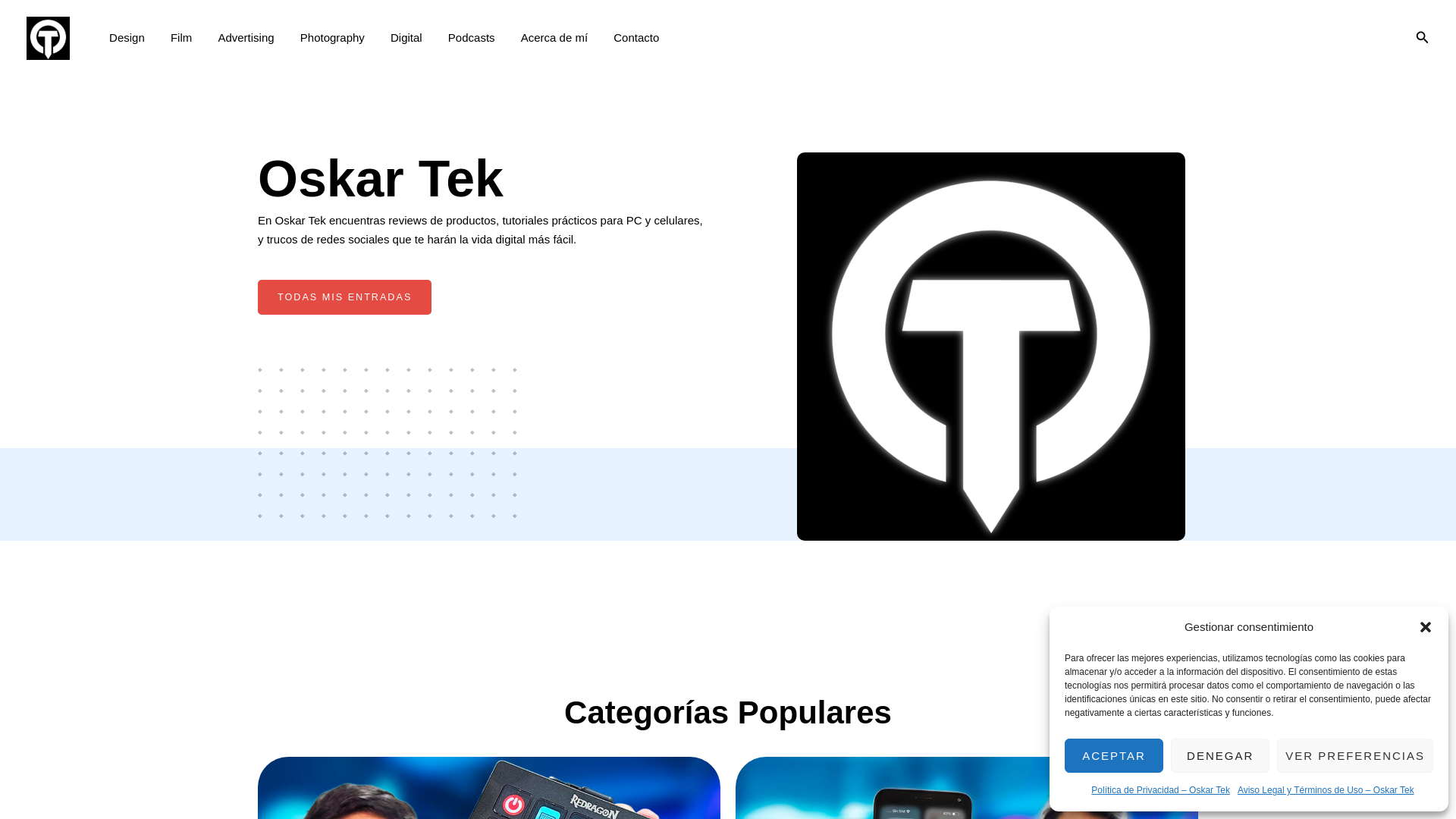 website screenshot of https://oskartek.net