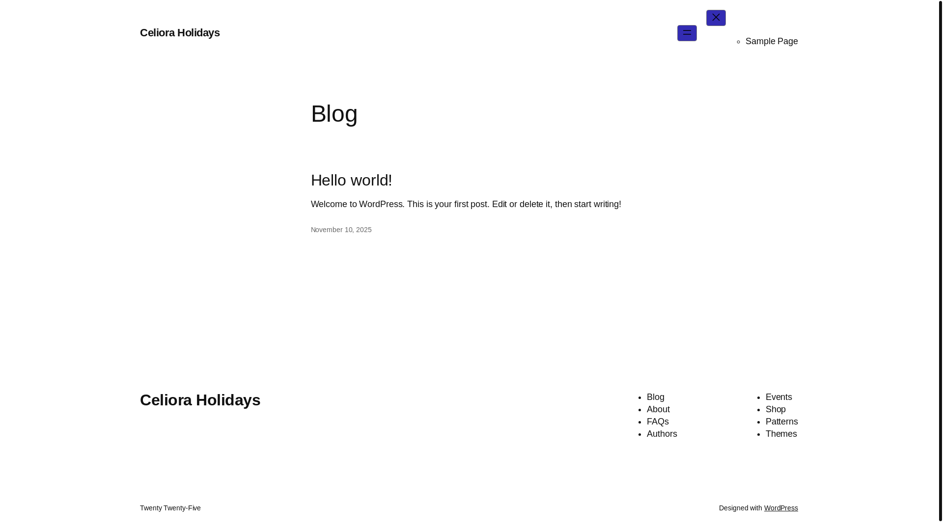 website screenshot of https://celioraholidays.com/
