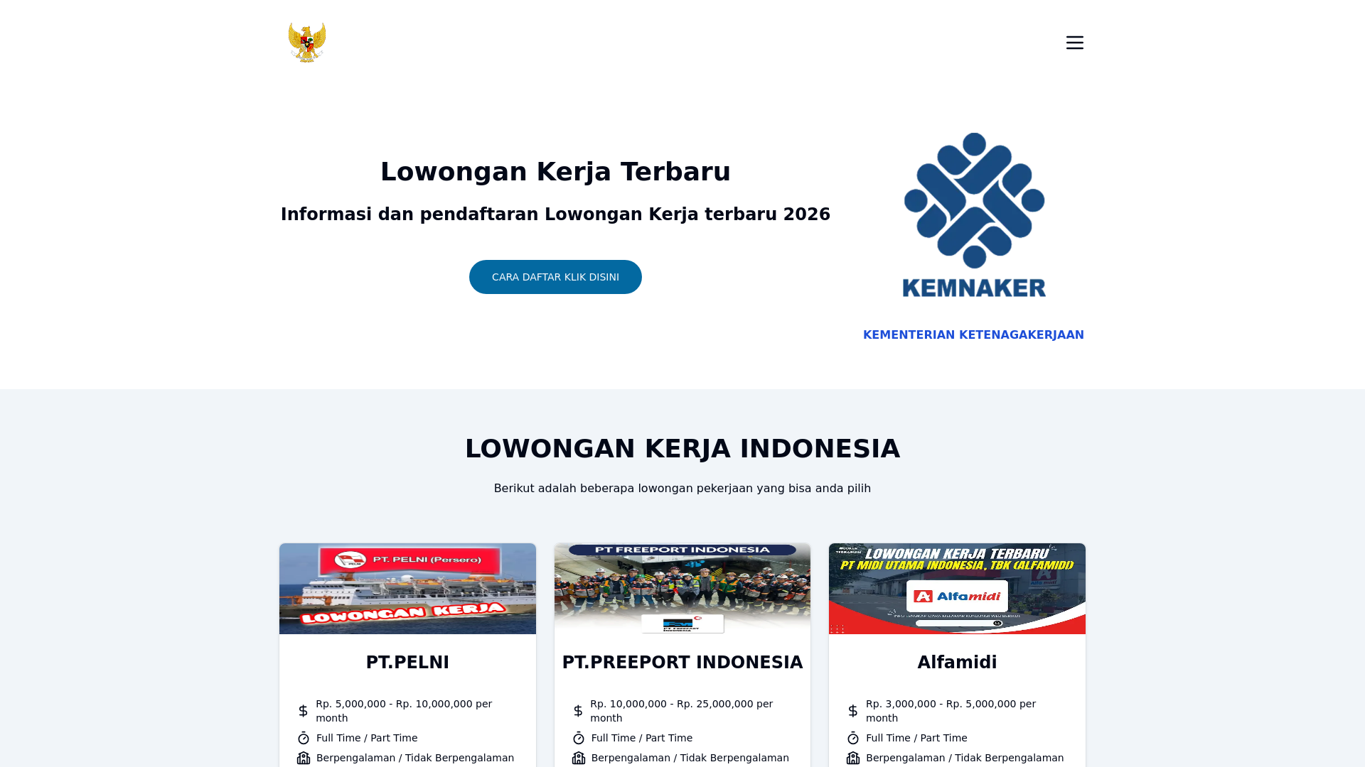 website screenshot of https://agenloker-terkini.com/
