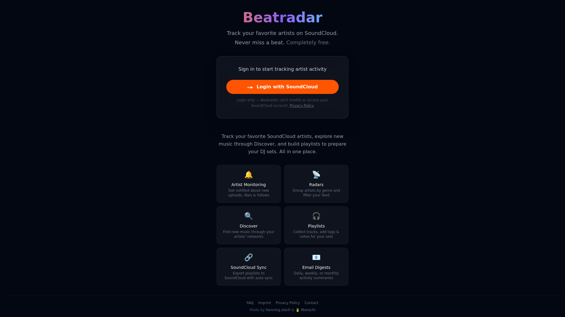 website screenshot of https://beatradar.app/