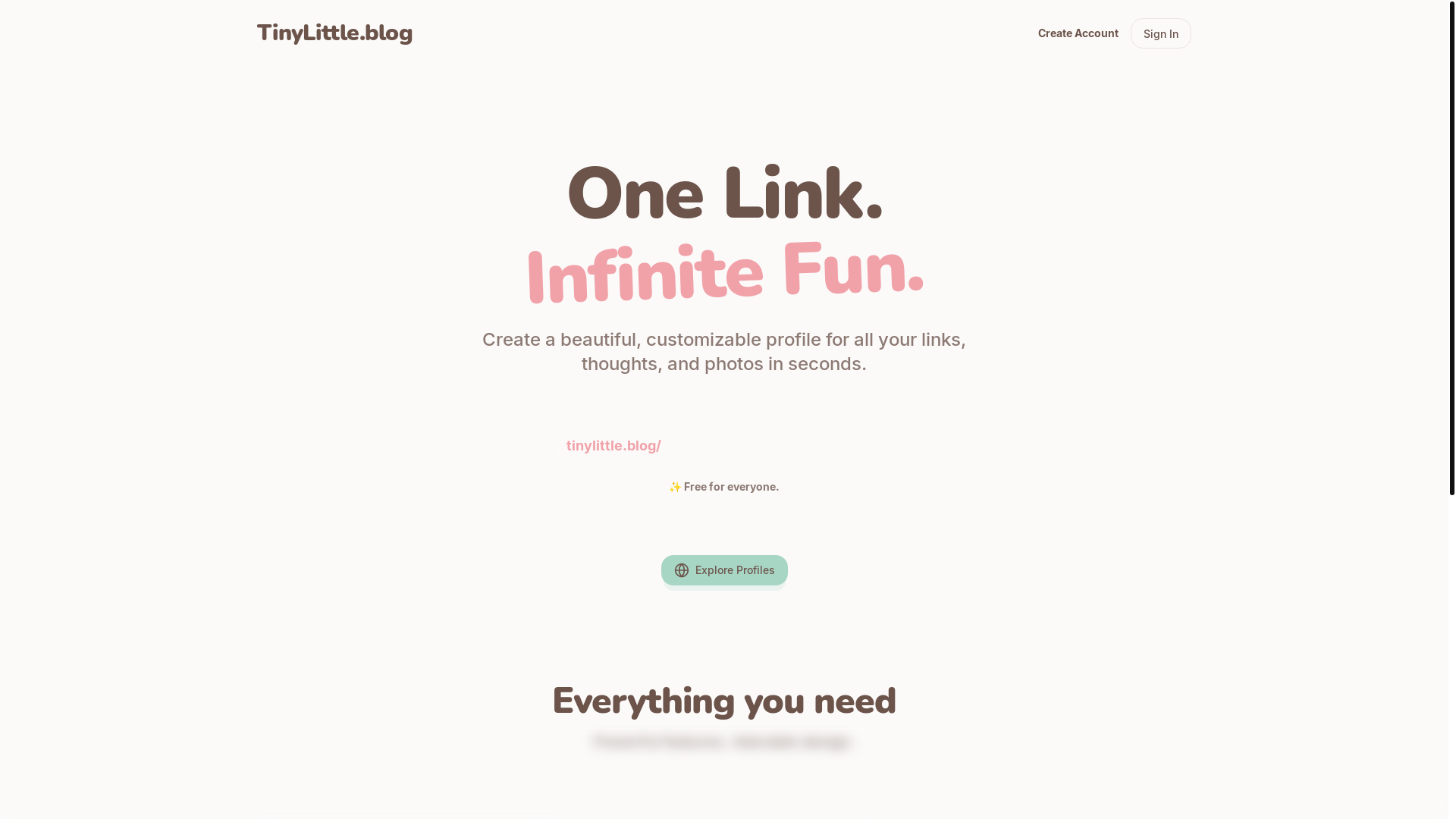 website screenshot of https://tinylittle.blog/