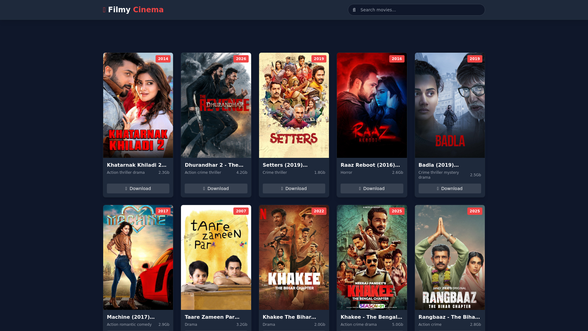 website screenshot of https://filmycinema.online/