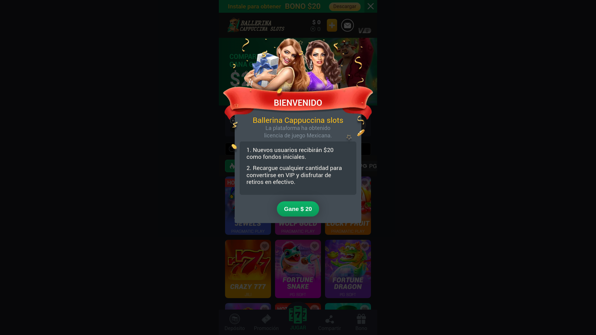 website screenshot of https://ballerinacappuccinaslotsmx.vip/